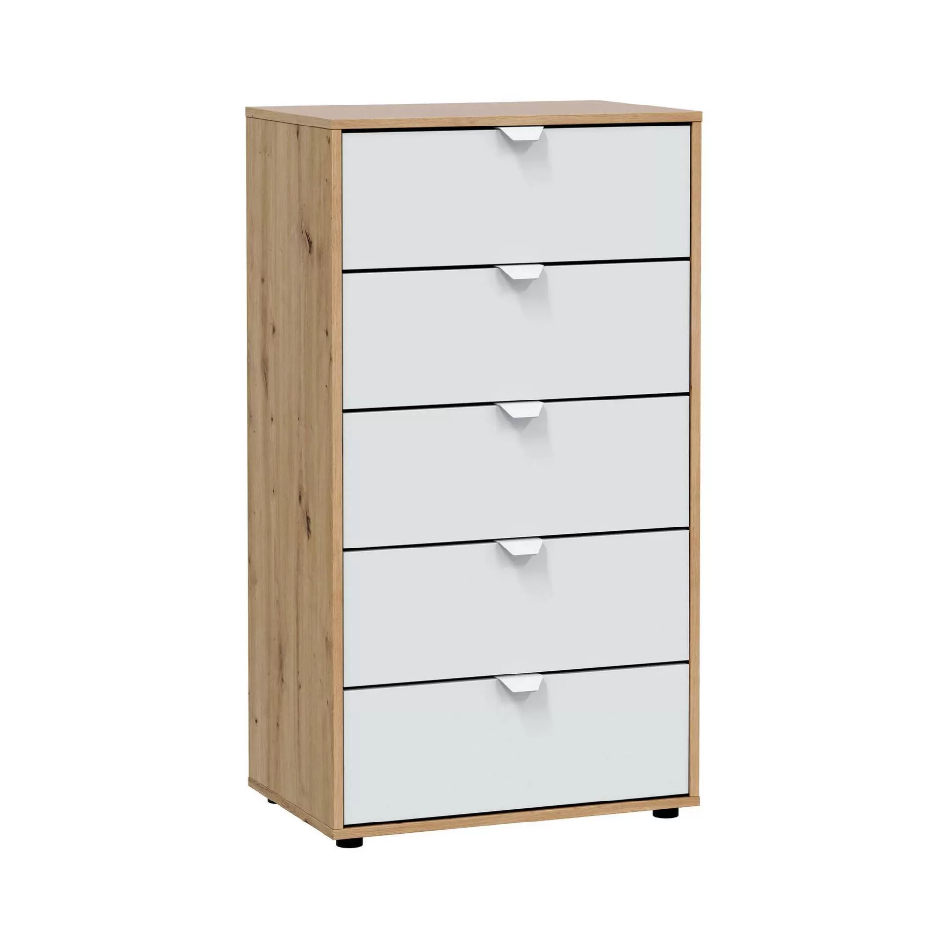 Dmora Cassettiere<Cassettiera Praha, 60x40 h109 cm, Bianco e Rovere Nodi
