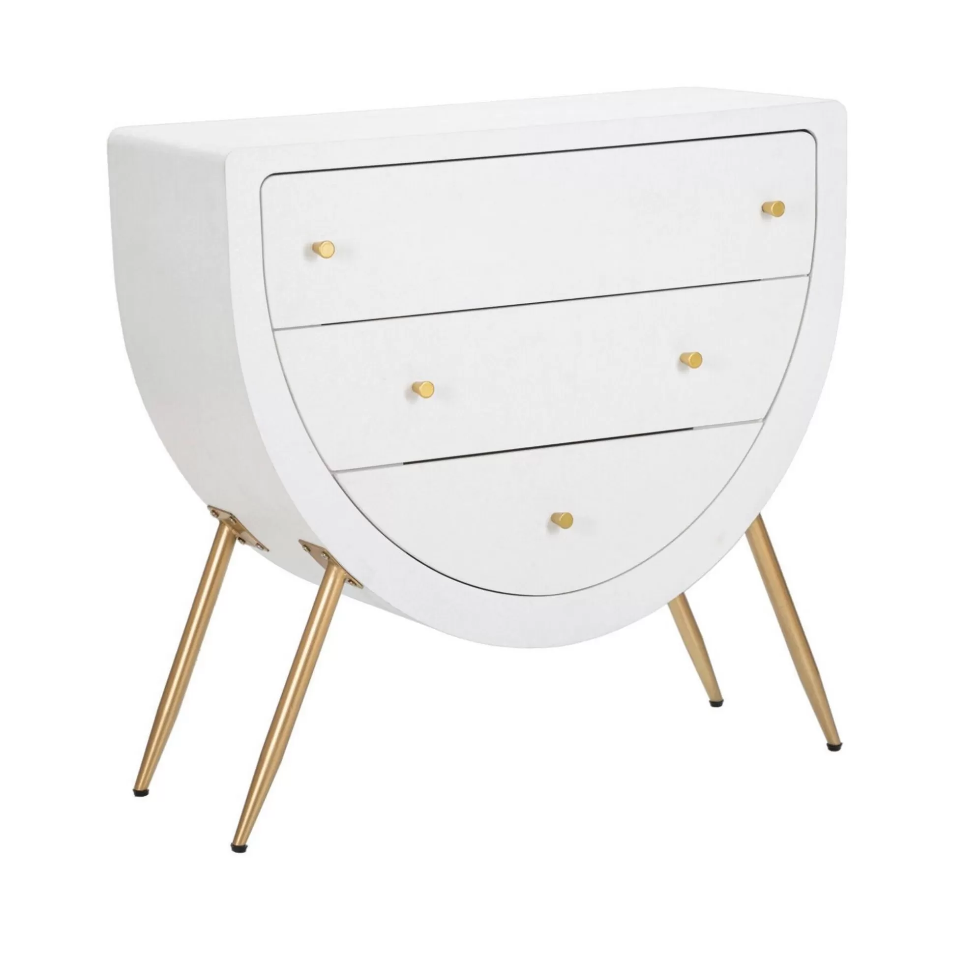 Dmora Cassettiere<Cassettiera Rouge, 80x32 h79 cm, Bianco e Oro
