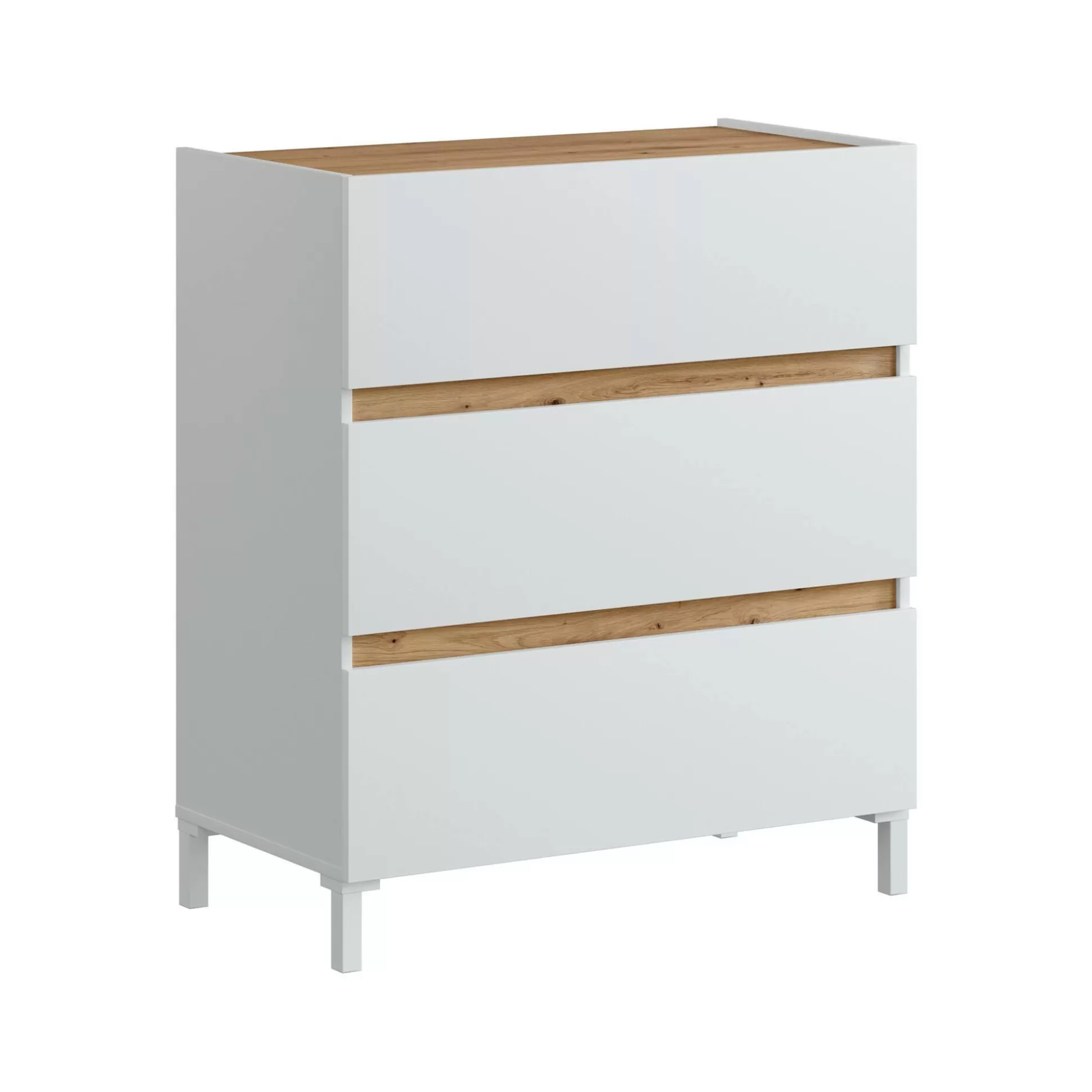 Dmora Cassettiere<Cassettiera Teddy, 79x41 h91 cm, Bianco e Rovere Nodi