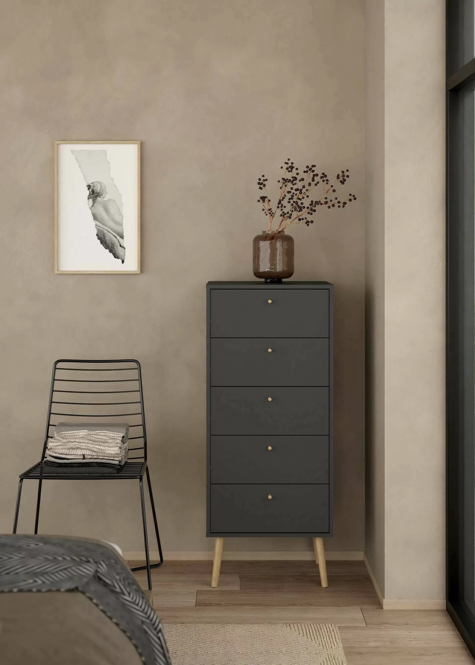 Dmora Cassettiere<Cassettiera Yaounde, 39x50 h120 cm,