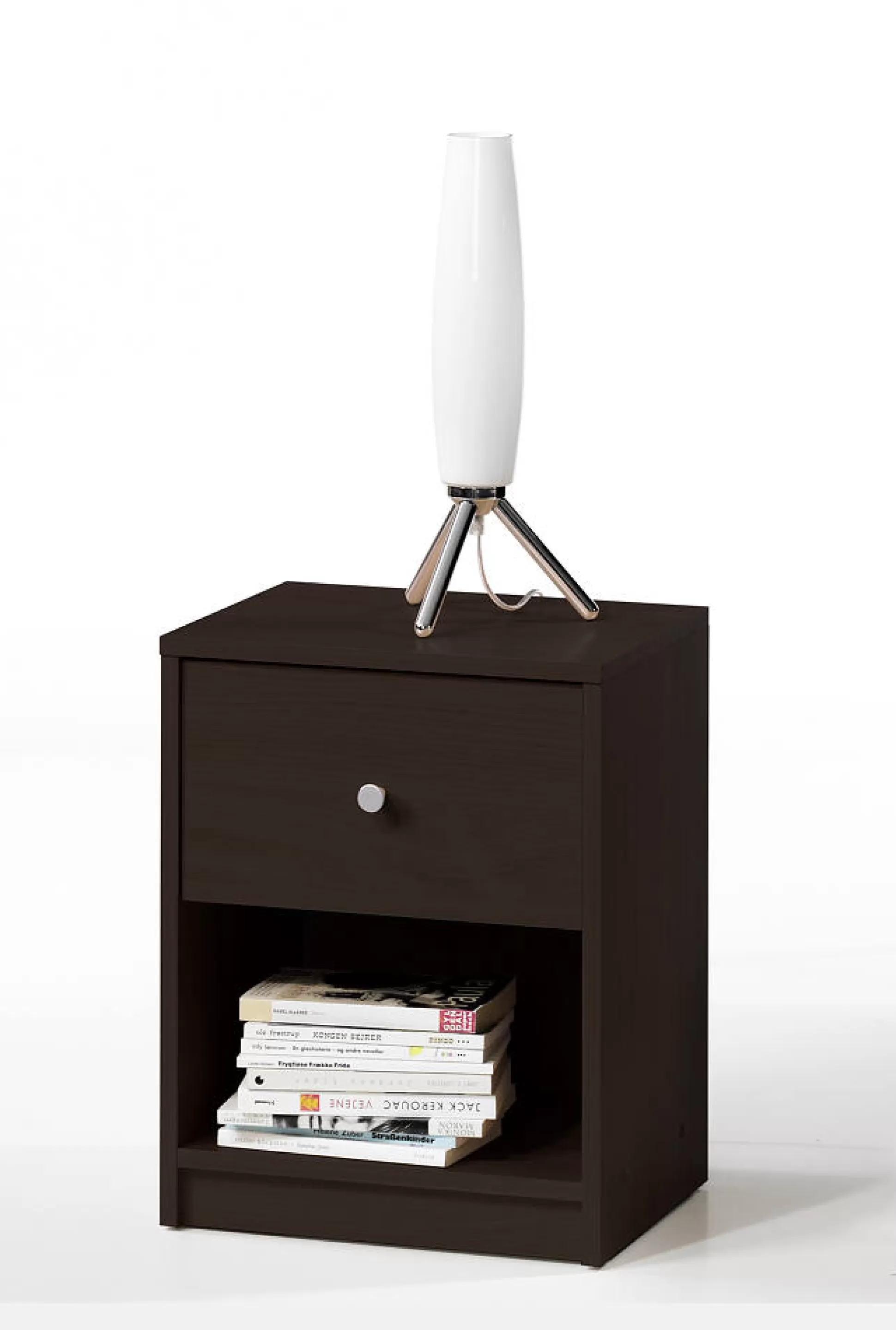 Dmora Comodini<Comodino a un cassetto, colore marrone, cm 37.9 x 48.4 x 30.1