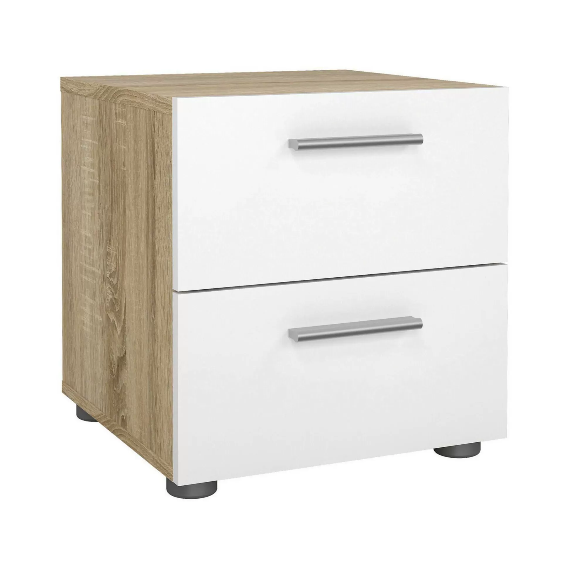 Dmora Comodini<Comodino Apolla, 40x40 h42 cm, Quercia e Bianco