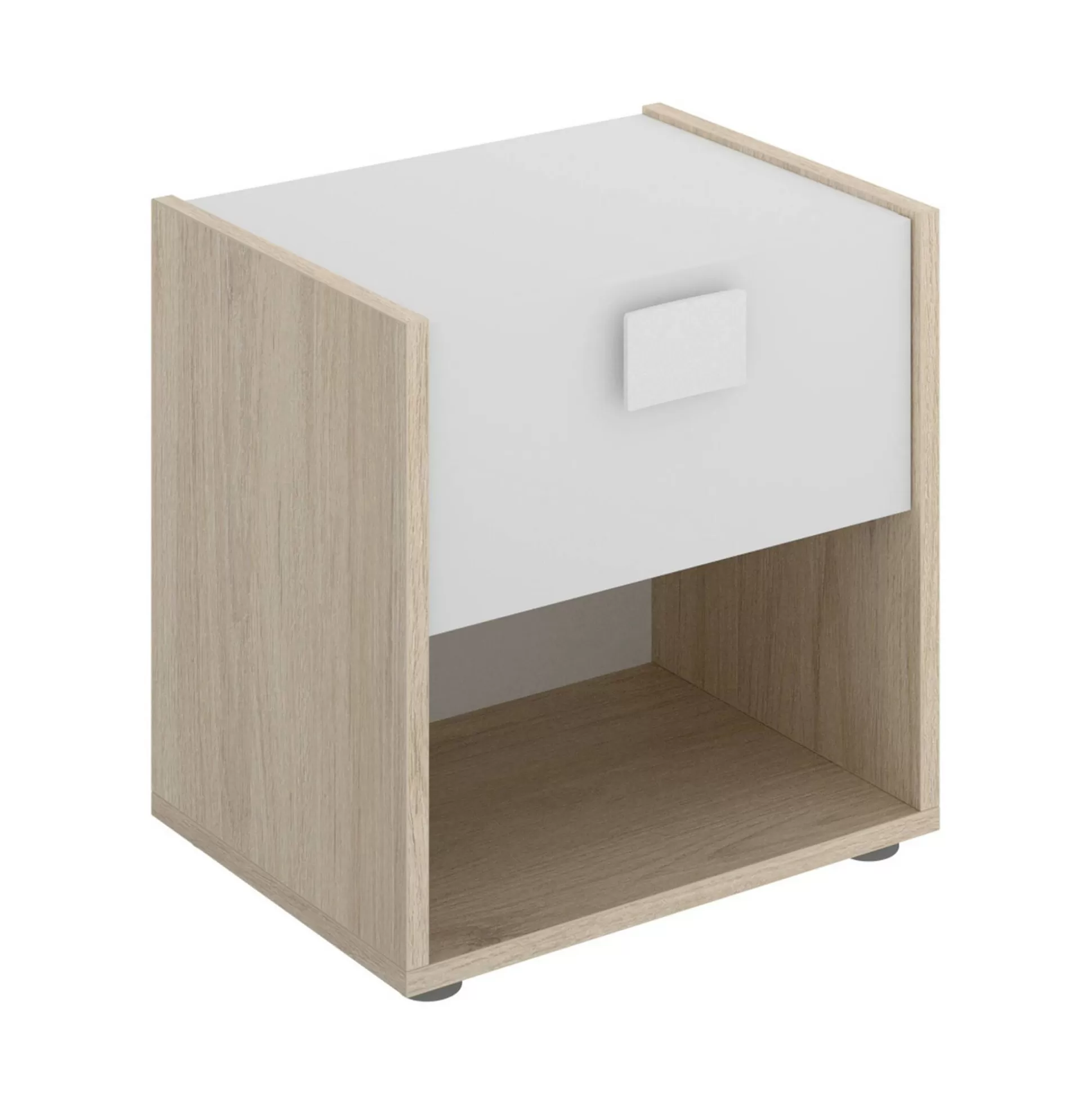 Dmora Comodini<Comodino Artica, 40x33h42 cm, Bianco e Rovere