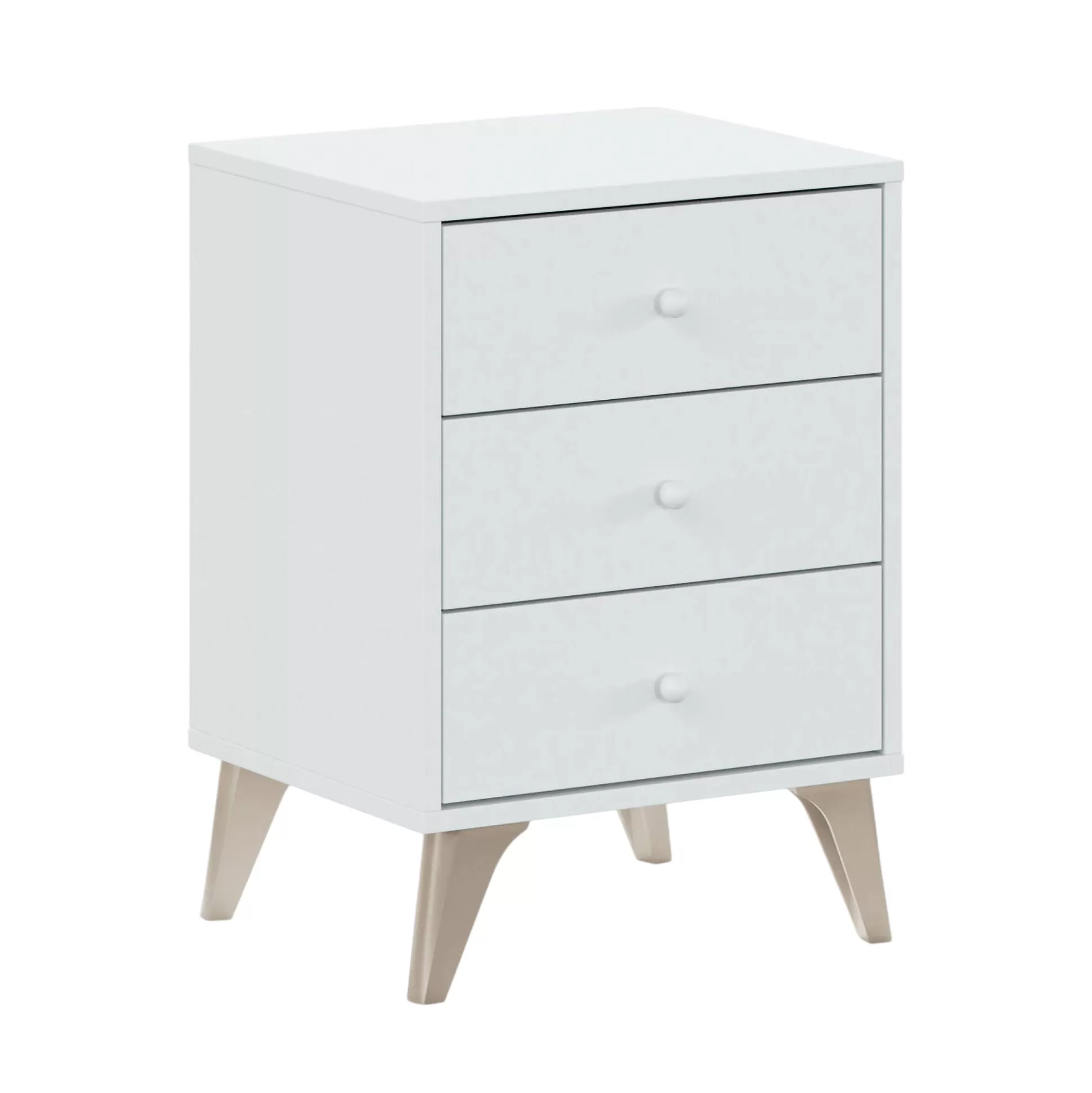 Dmora Comodini<Comodino Attina, 40x34h56 cm, Bianco e Rovere