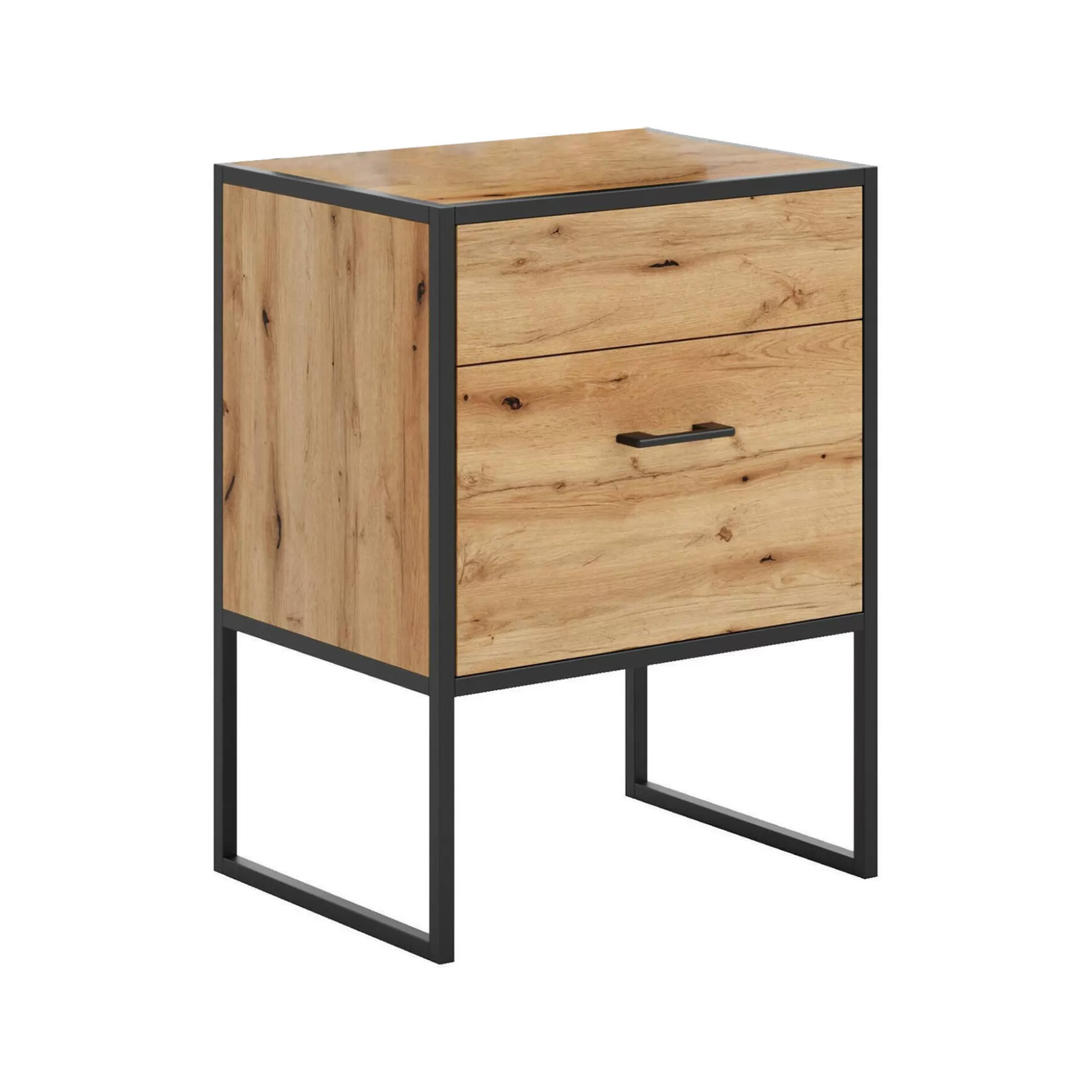 Dmora Comodini<Comodino Danas, 46x60 h80 cm, Quercia e Nero