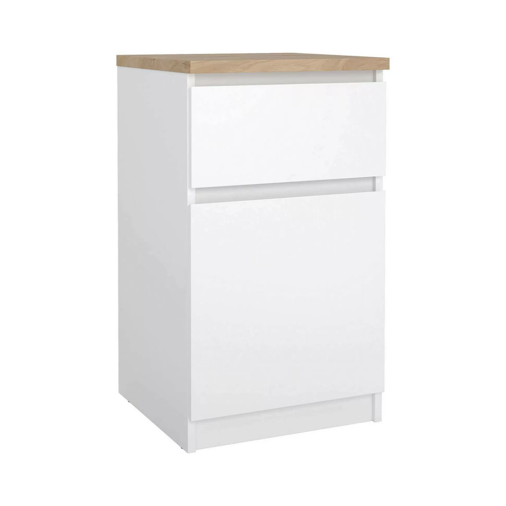 Dmora Comodini<Comodino Delfini, 40x40 h70 cm, Bianco e Rovere