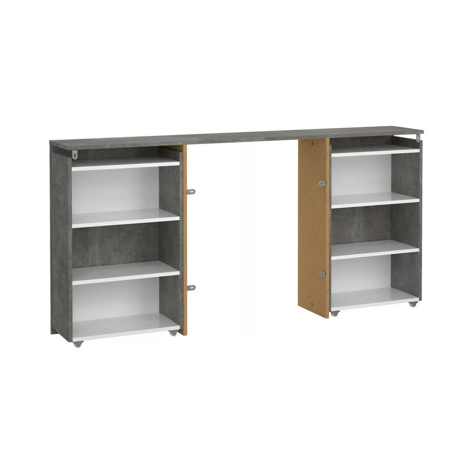 Dmora Comodini<Comodino Delfino, 26x165 h80 cm, Cemento e Bianco