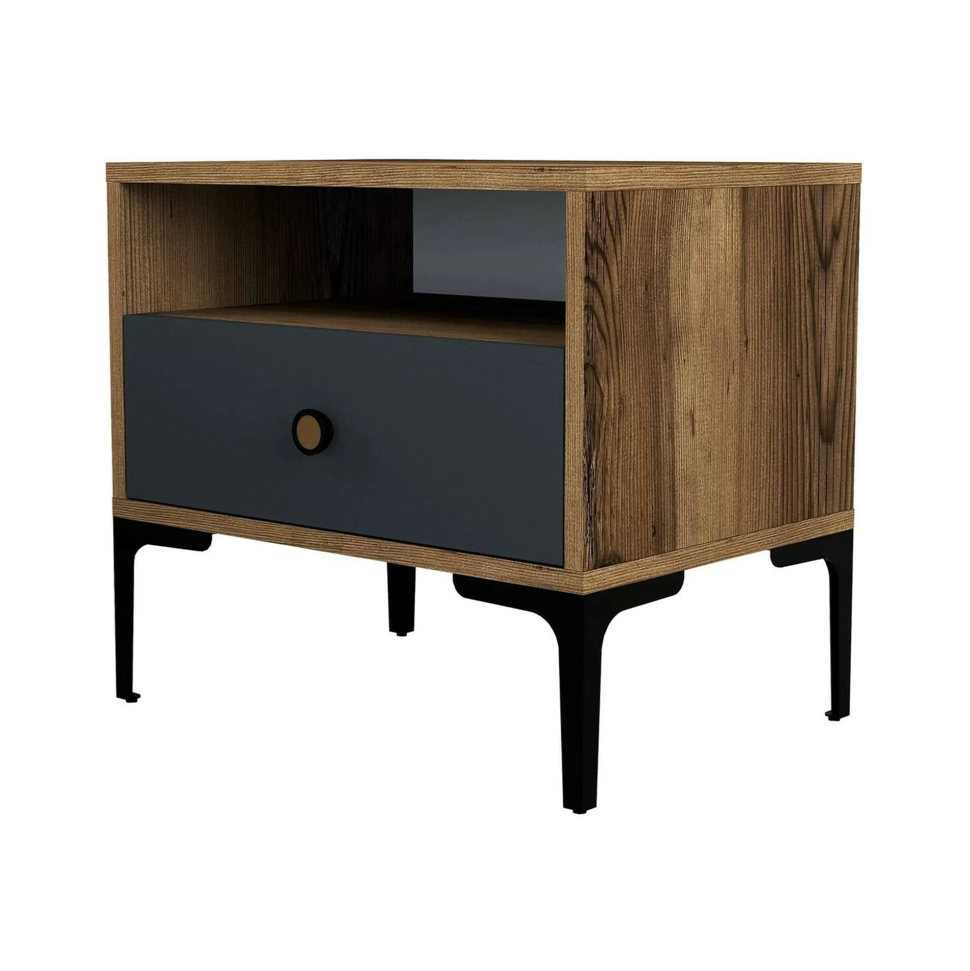 Dmora Comodini<Comodino Editta, 56x40h51 cm, Noce e Antracite