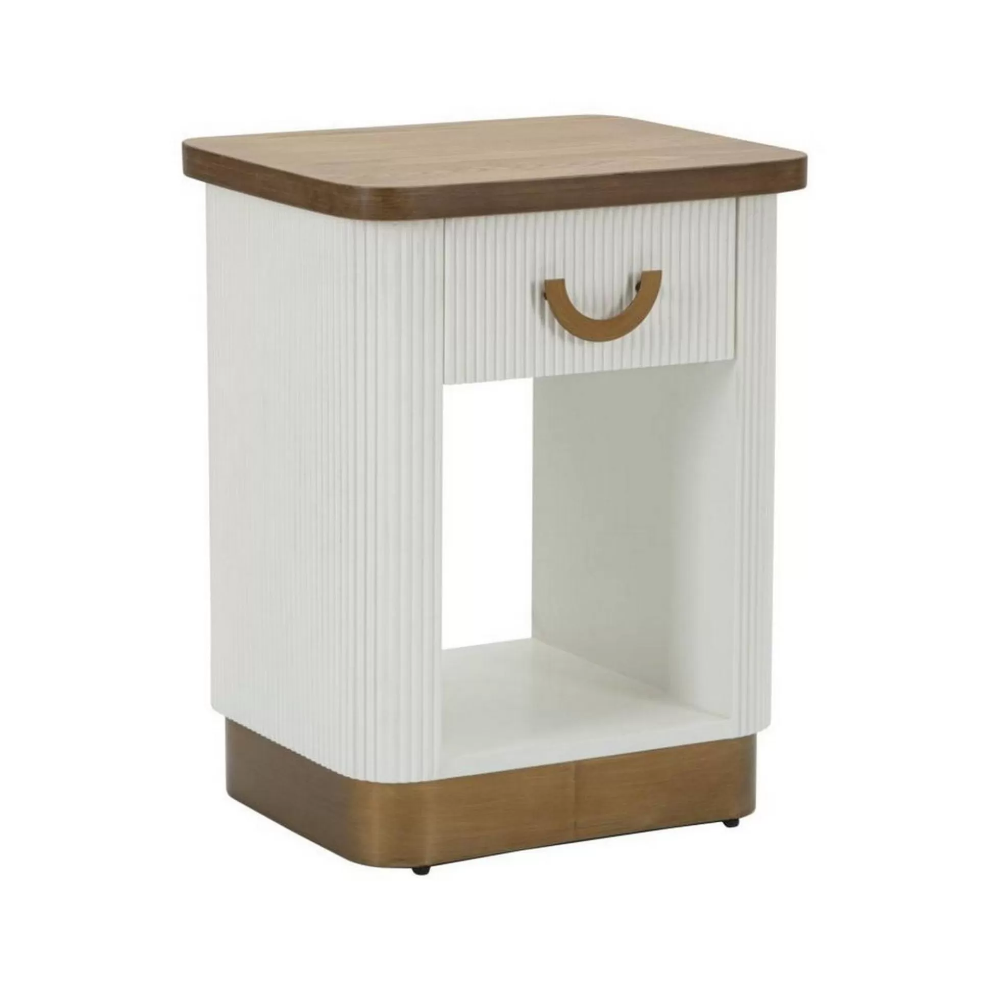 Dmora Comodini<Comodino Fagends, 48x40 h62 cm, Bianco e Marrone