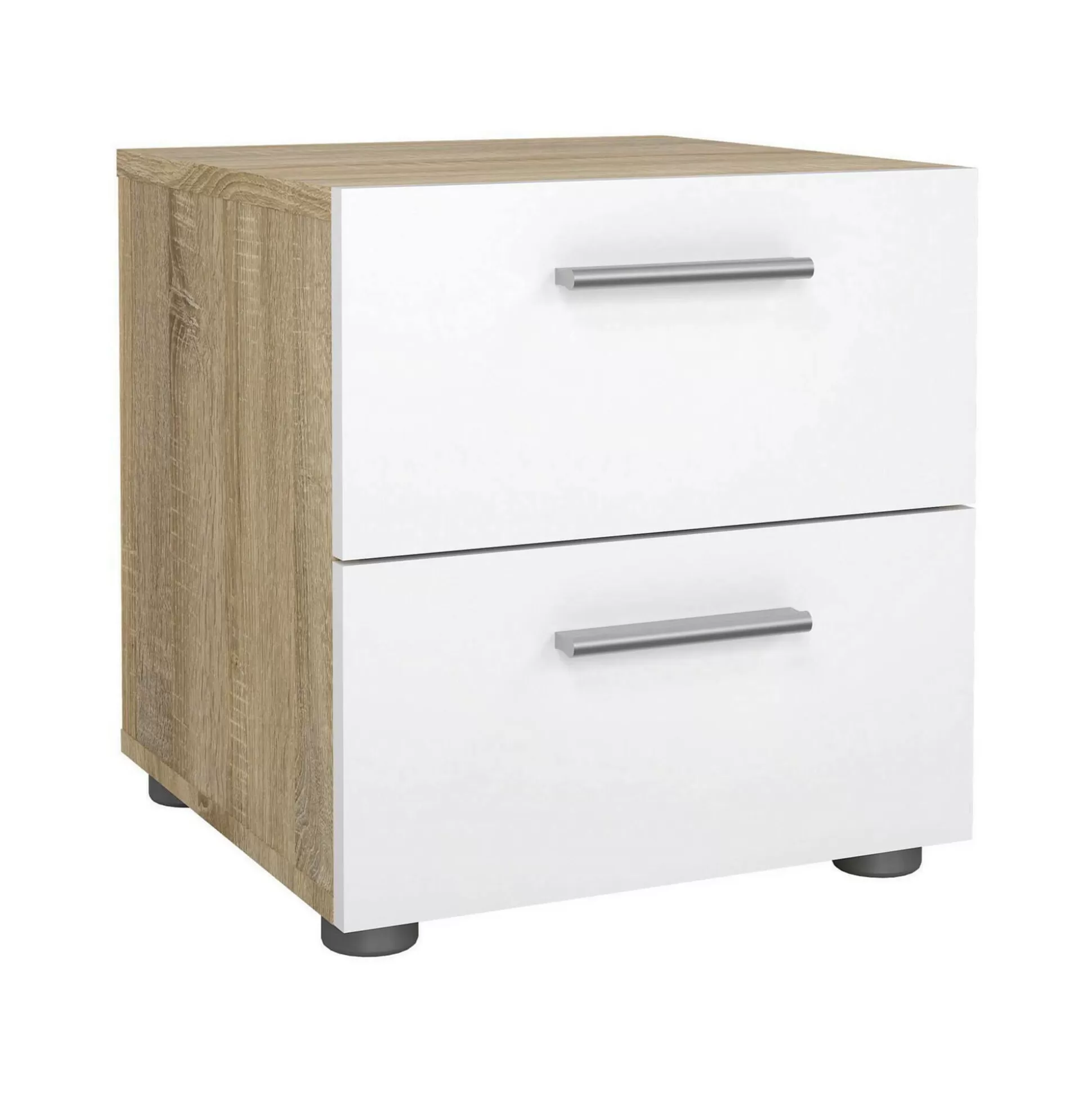 Dmora Comodini<Comodino Fedora, 40x40 h42 cm, Quercia e Bianco