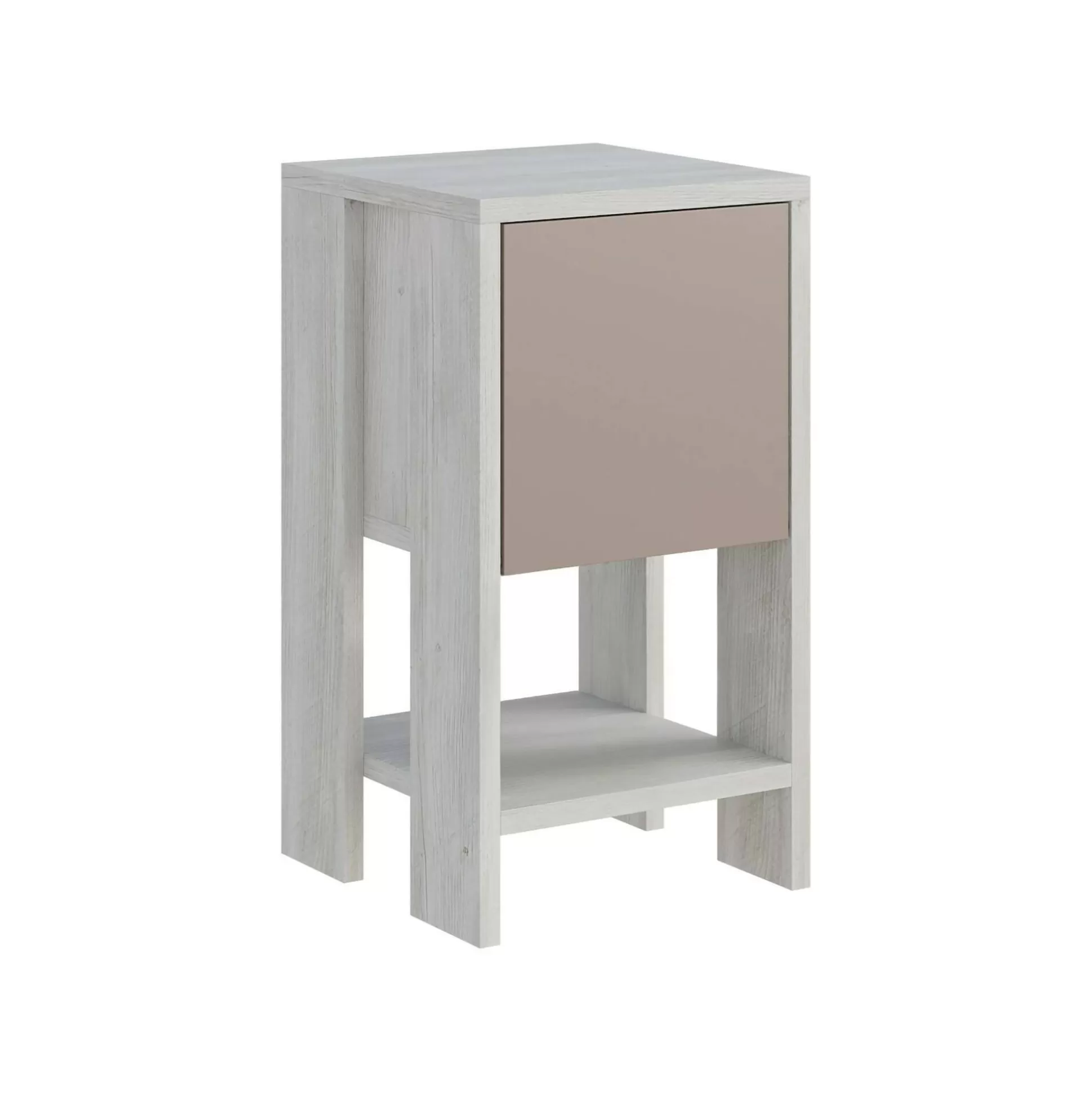 Dmora Comodini<Comodino Filippa, 30x30h55 cm, Bianco e Tortora