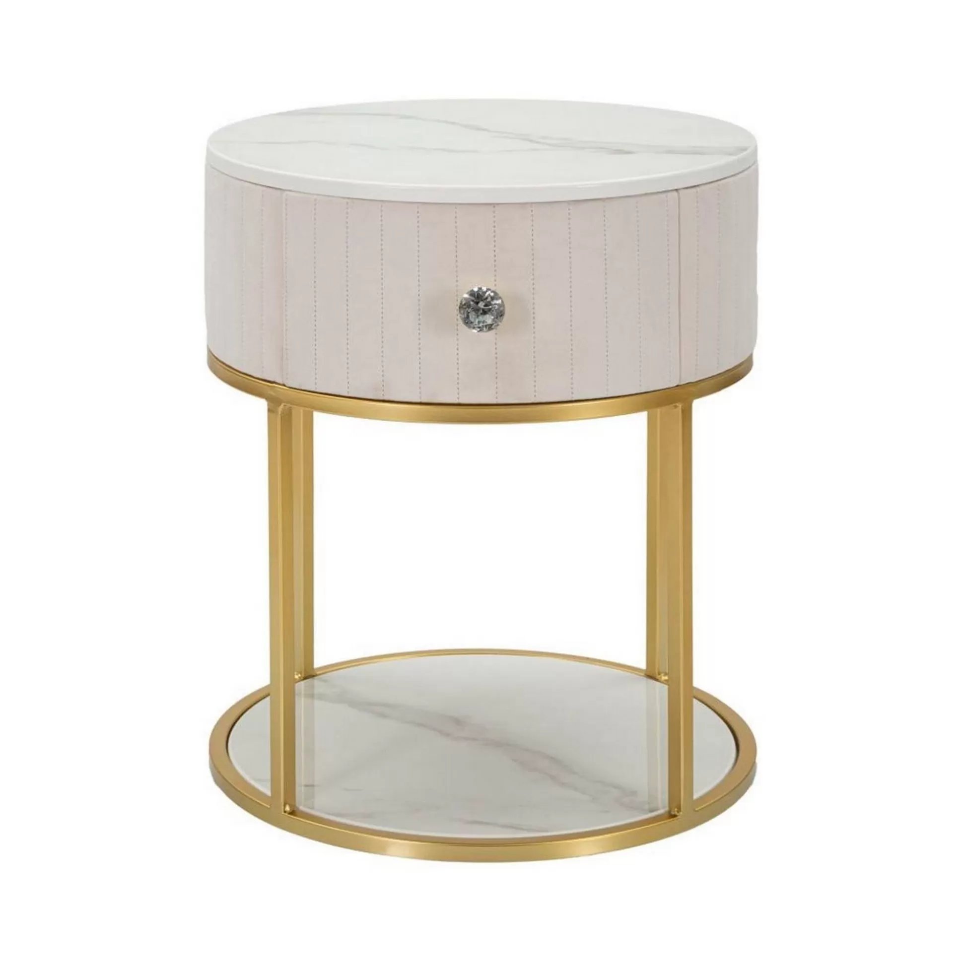 Dmora Comodini<Comodino Gerhard, 42x42 h48 cm, Crema e Bianco
