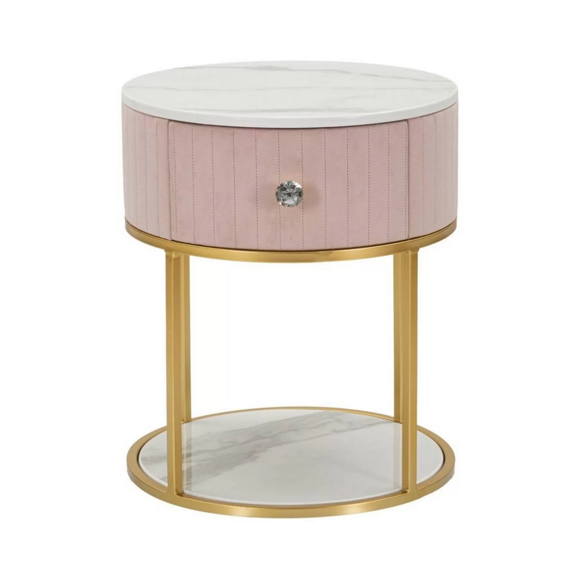 Dmora Comodini<Comodino Gerhard, 42x42 h48 cm, Rosa e Bianco