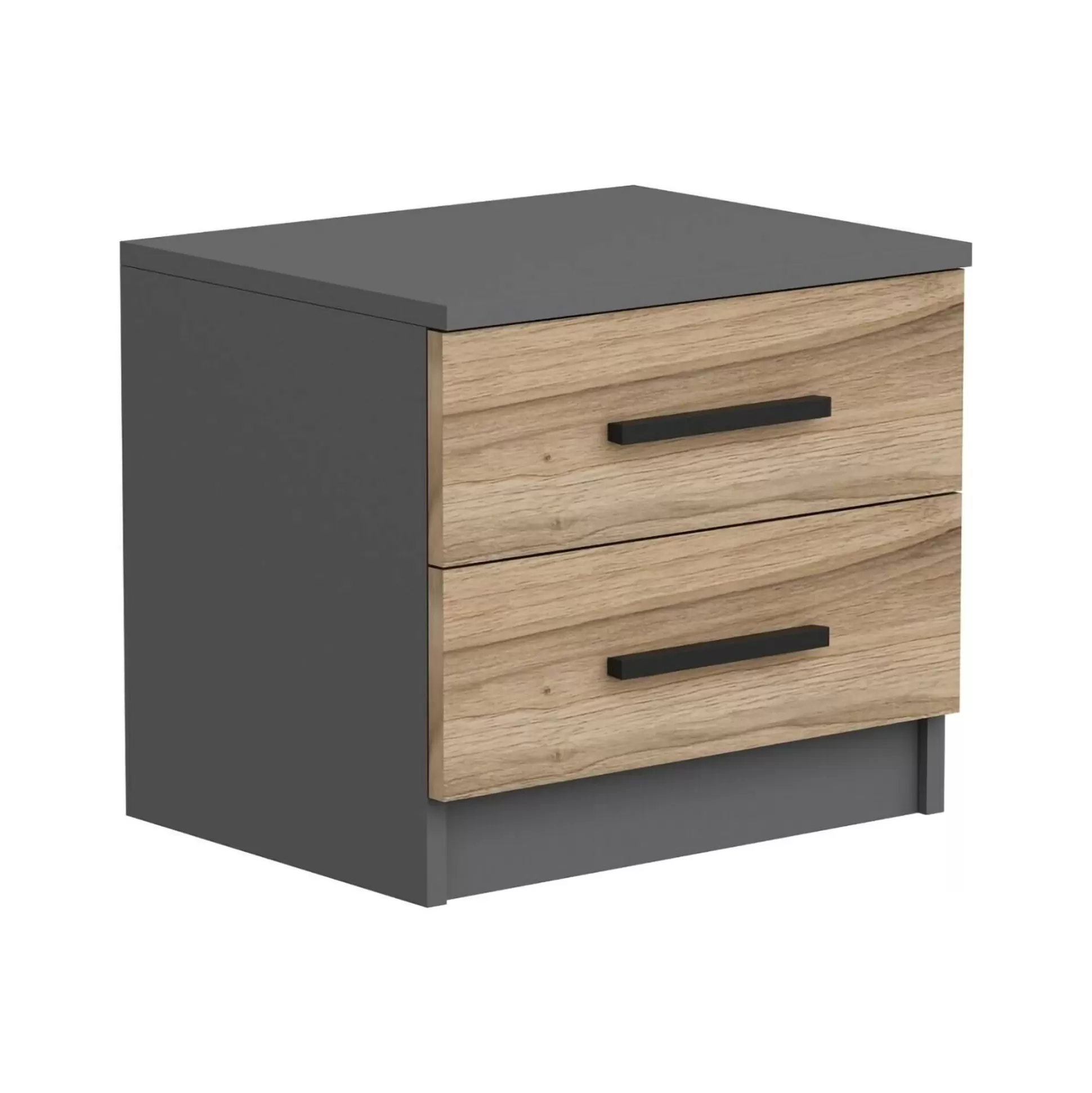 Dmora Comodini<Comodino Iune, 50x47 h40 cm, Noce e Nero