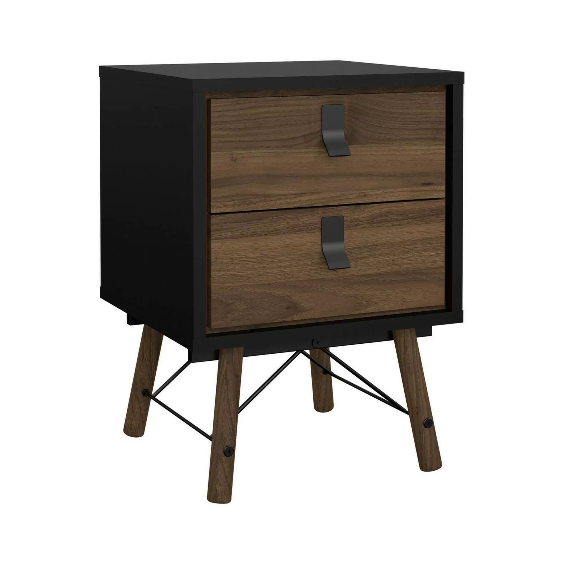 Dmora Comodini<Comodino Jean, 40x43 h60 cm, Nero e Noce