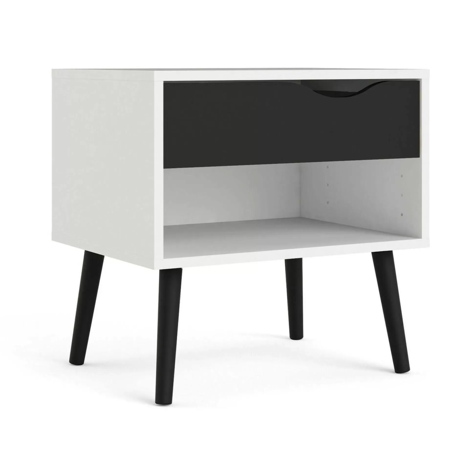 Dmora Comodini<Comodino Lucina, 50x39 h49 cm, Bianco e Nero