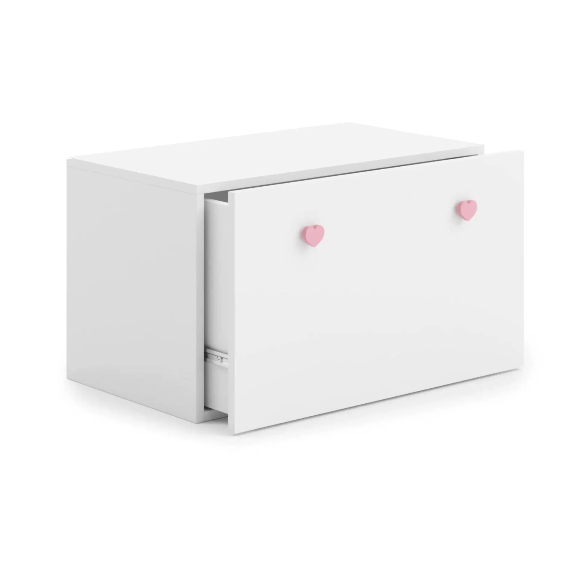 Dmora Comodini<Comodino Meari, 42x42 h71 cm, Bianco e Rosa