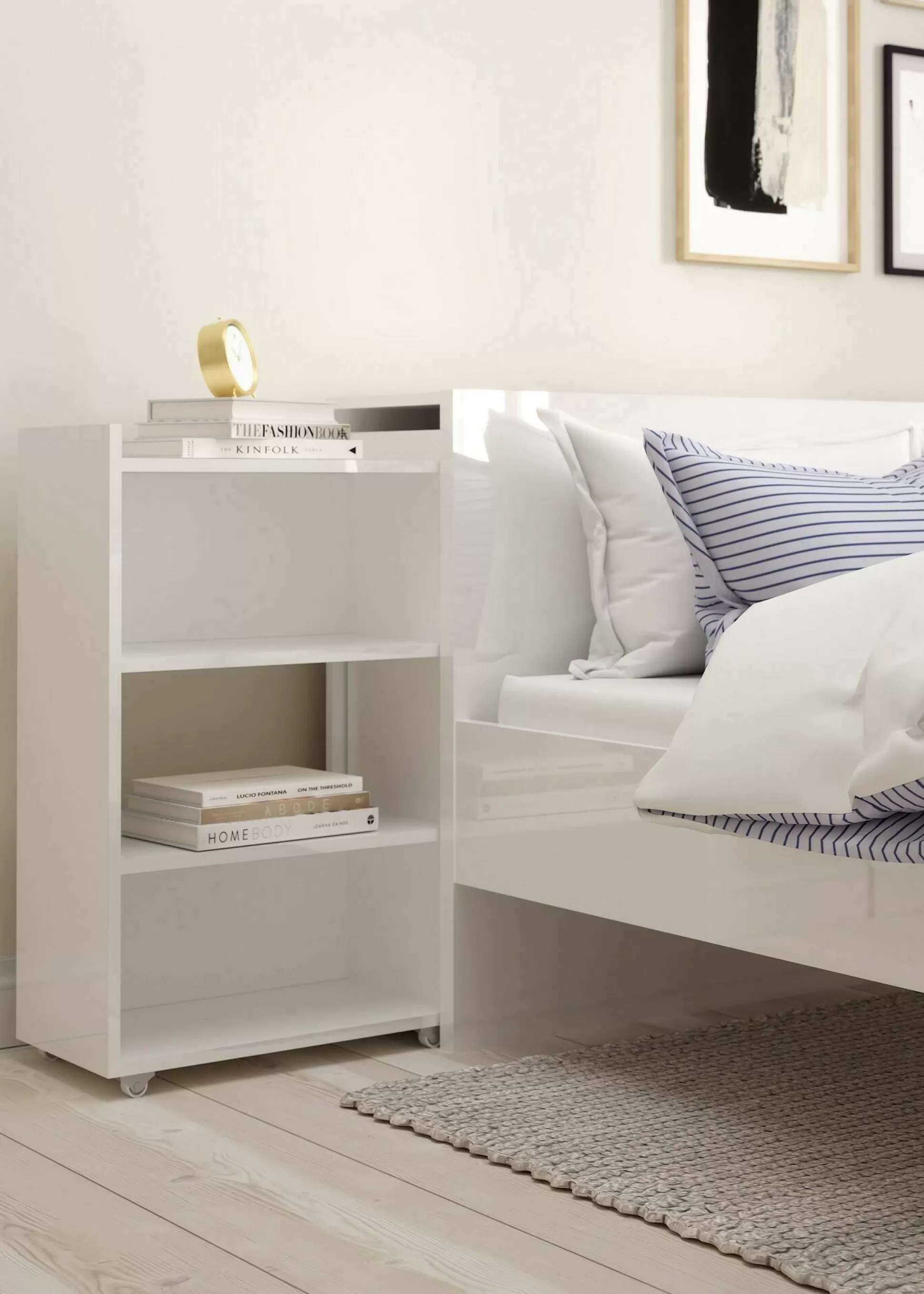 Dmora Comodini<Comodino Peridoto, 145x26 h80 cm, Bianco