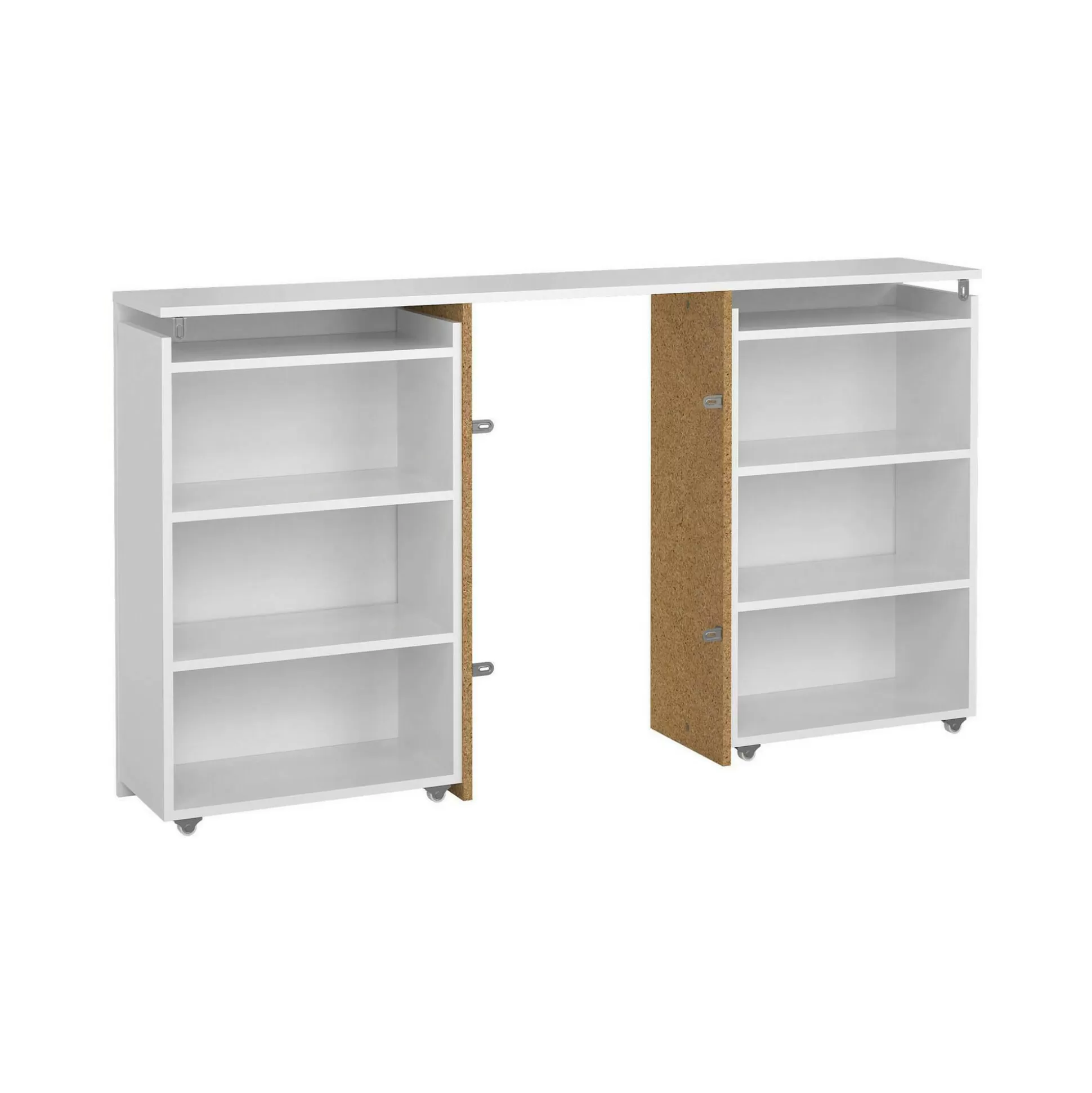 Dmora Comodini<Comodino Peridoto, 145x26 h80 cm, Bianco