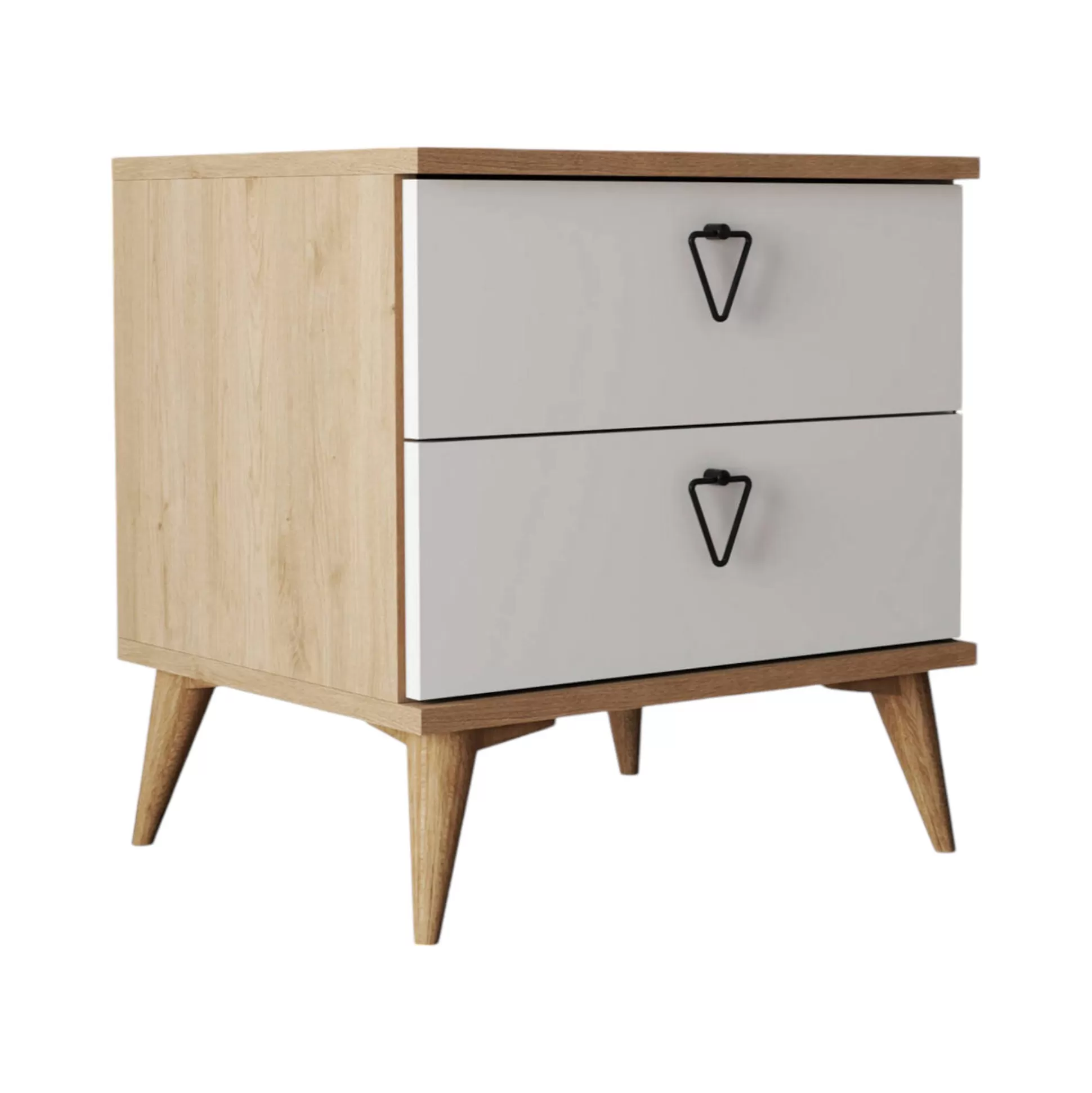 Dmora Comodini<Comodino Pilar, 52x45 h55 cm, Quercia e Bianco