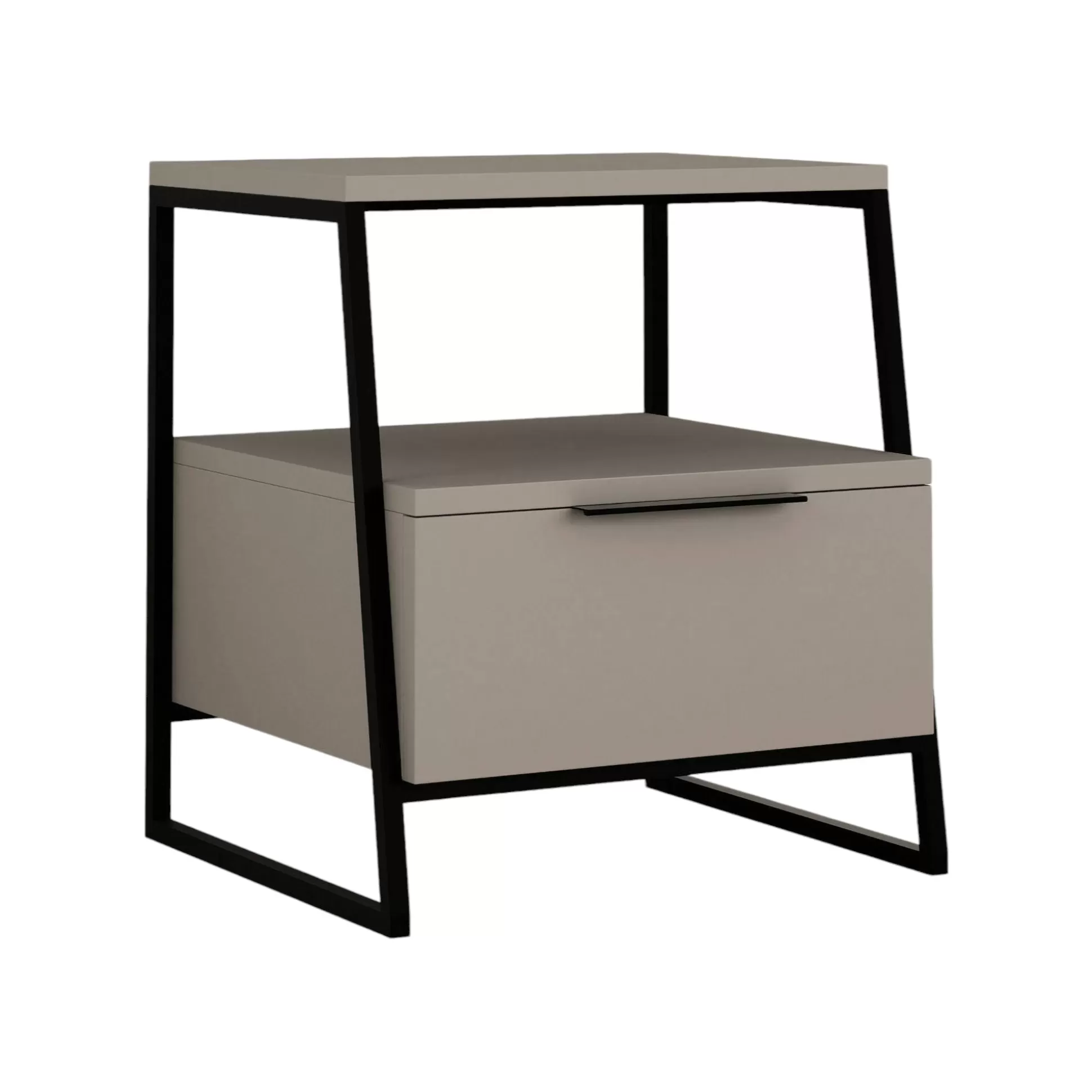 Dmora Comodini<Comodino Rosita, 45x41 h50 cm, Beige e Nero