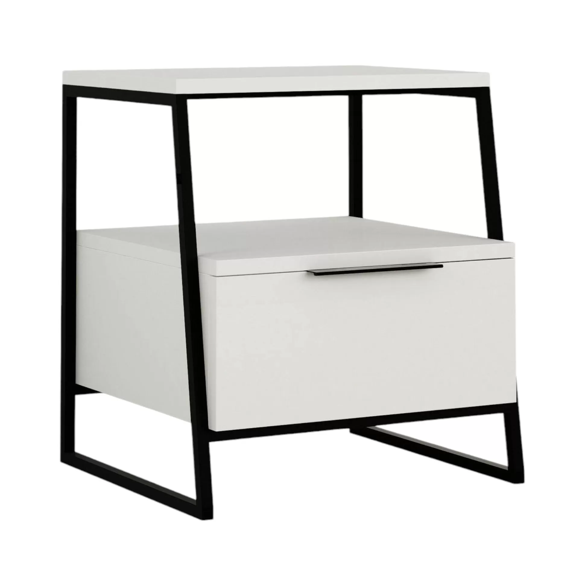 Dmora Comodini<Comodino Rosita, 45x41 h50 cm, Bianco e Nero