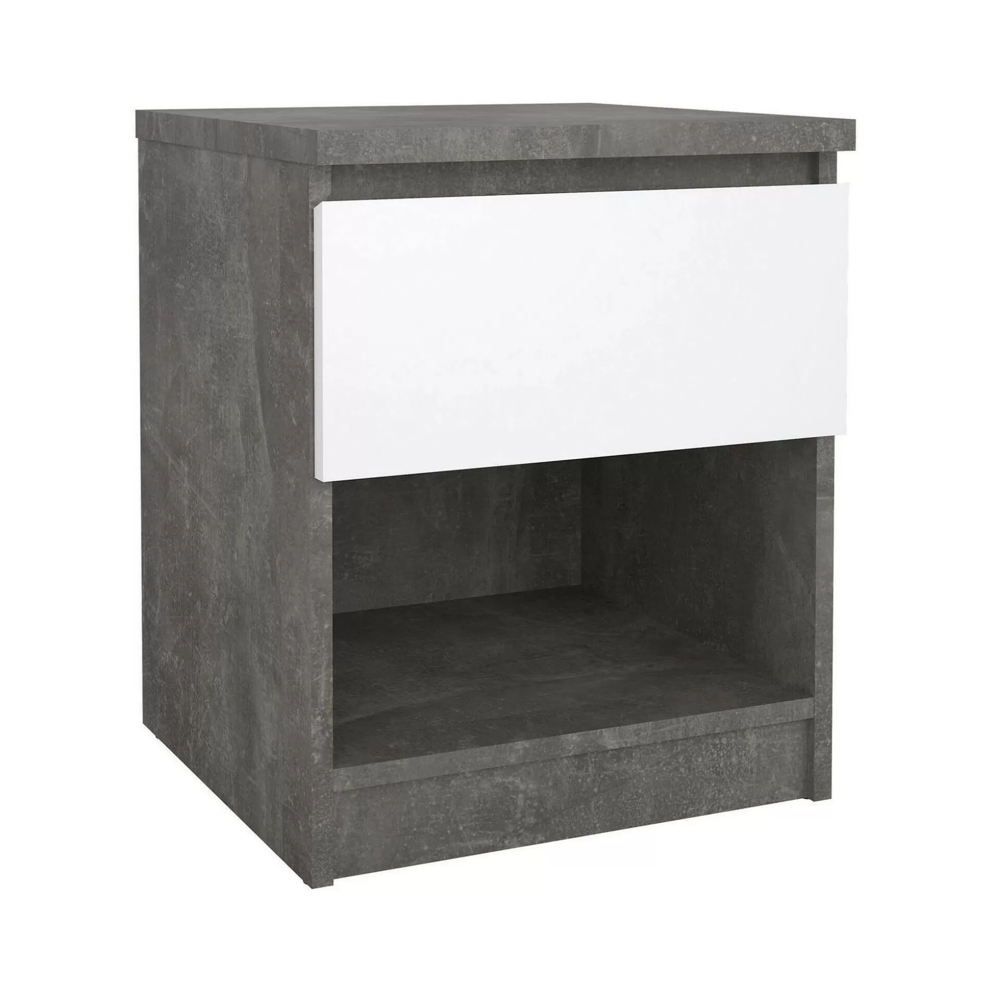 Dmora Comodini<Comodino Scolastica, 40x40 h50 cm, Cemento e Bianco