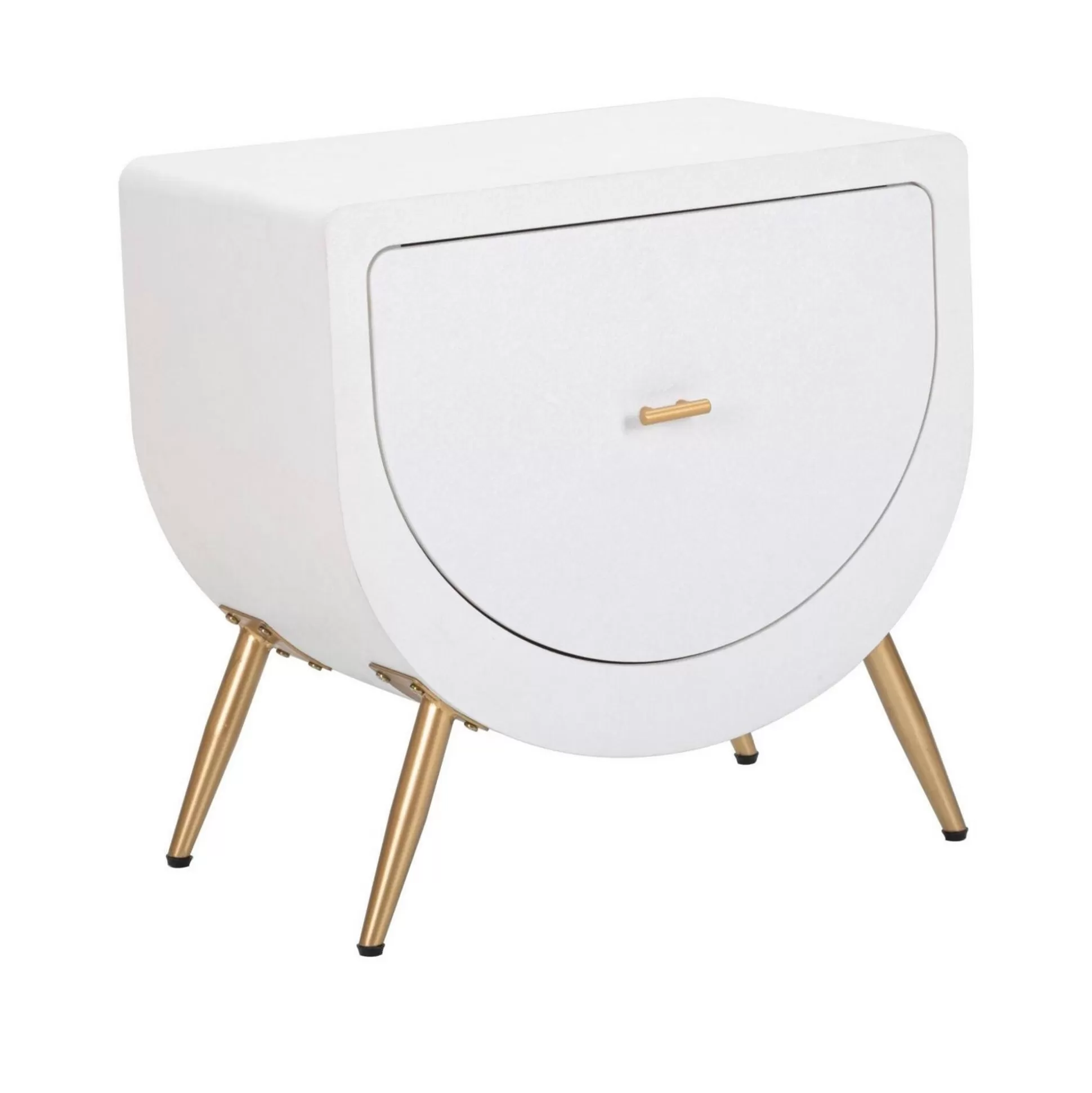 Dmora Comodini<Comodino Suze, Bianco e Oro, 50x32 h50 cm