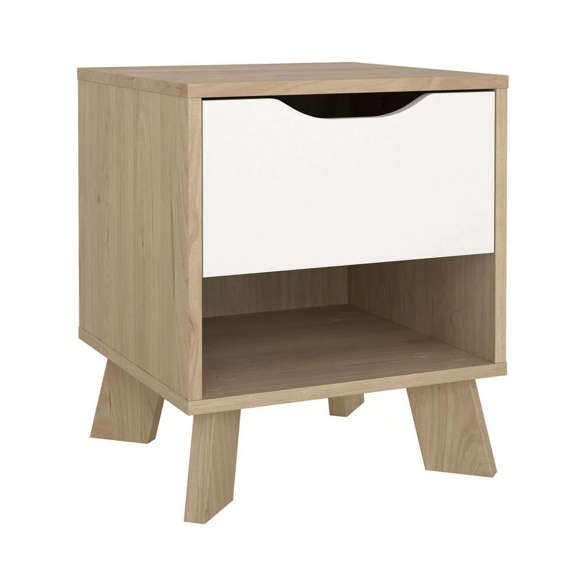 Dmora Comodini<Comodino Zuglio, 40x40 h47 cm, Rovere e Bianco