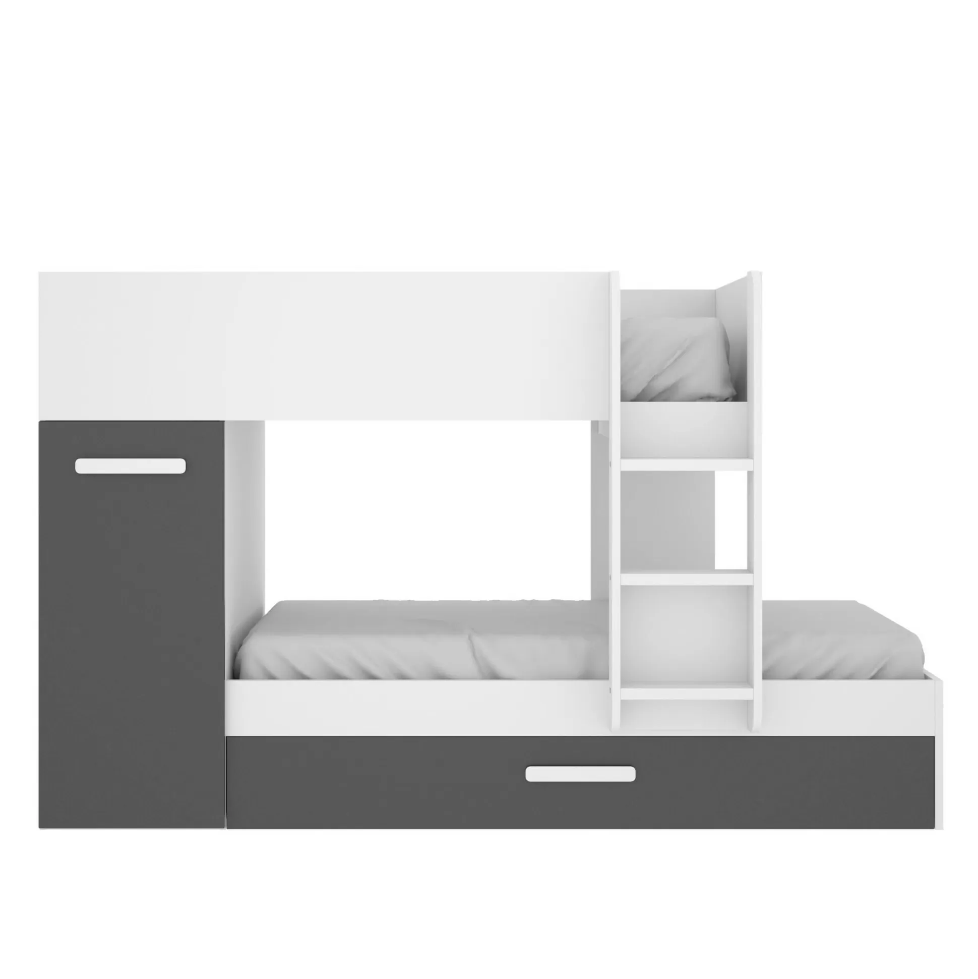 Dmora Composizioni Camera Da Letto<Composizione camera da letto Agle, 244x112h150 cm, Bianco e Antracite