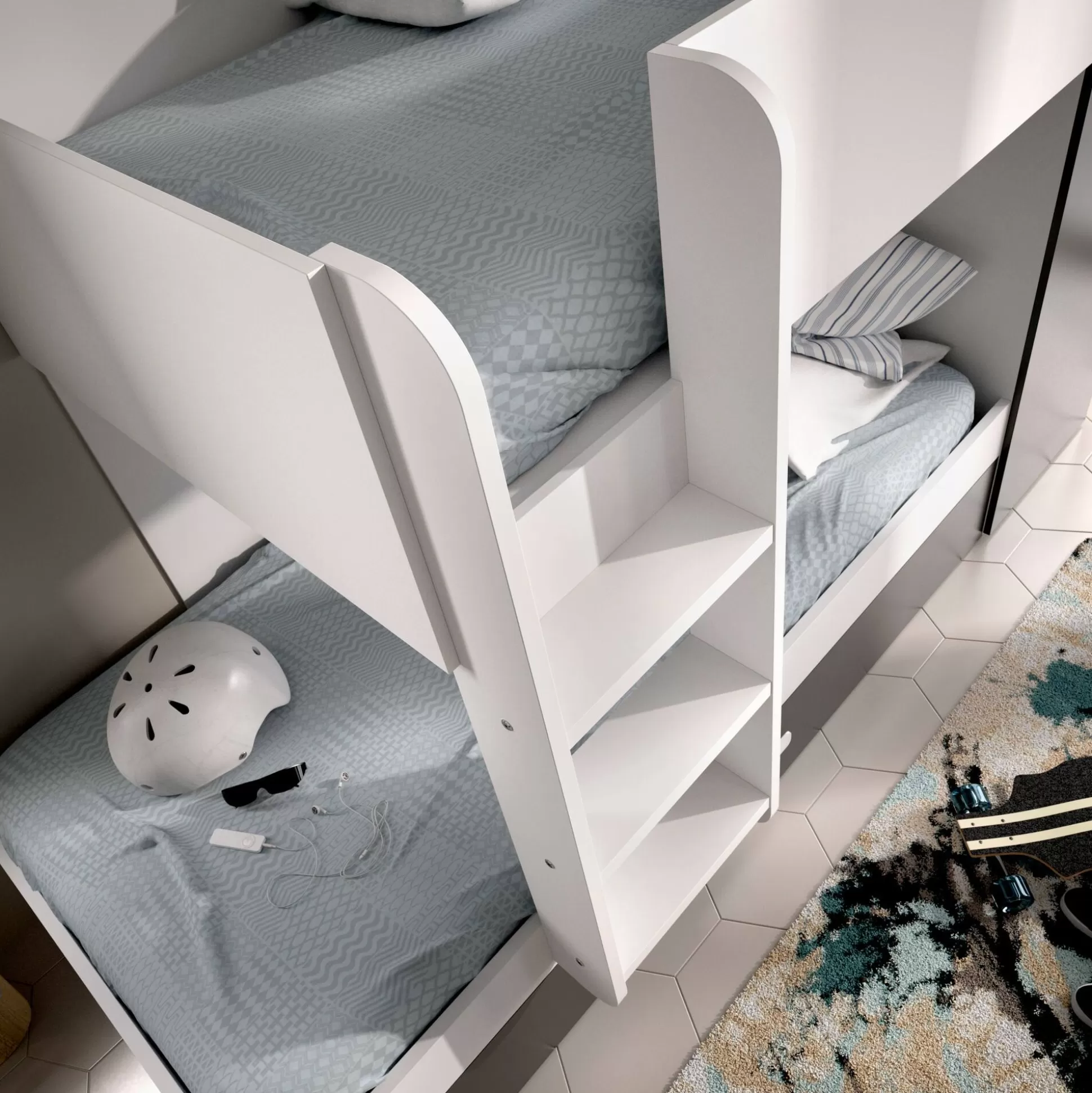 Dmora Composizioni Camera Da Letto<Composizione camera da letto Agle, 244x112h150 cm, Bianco e Antracite