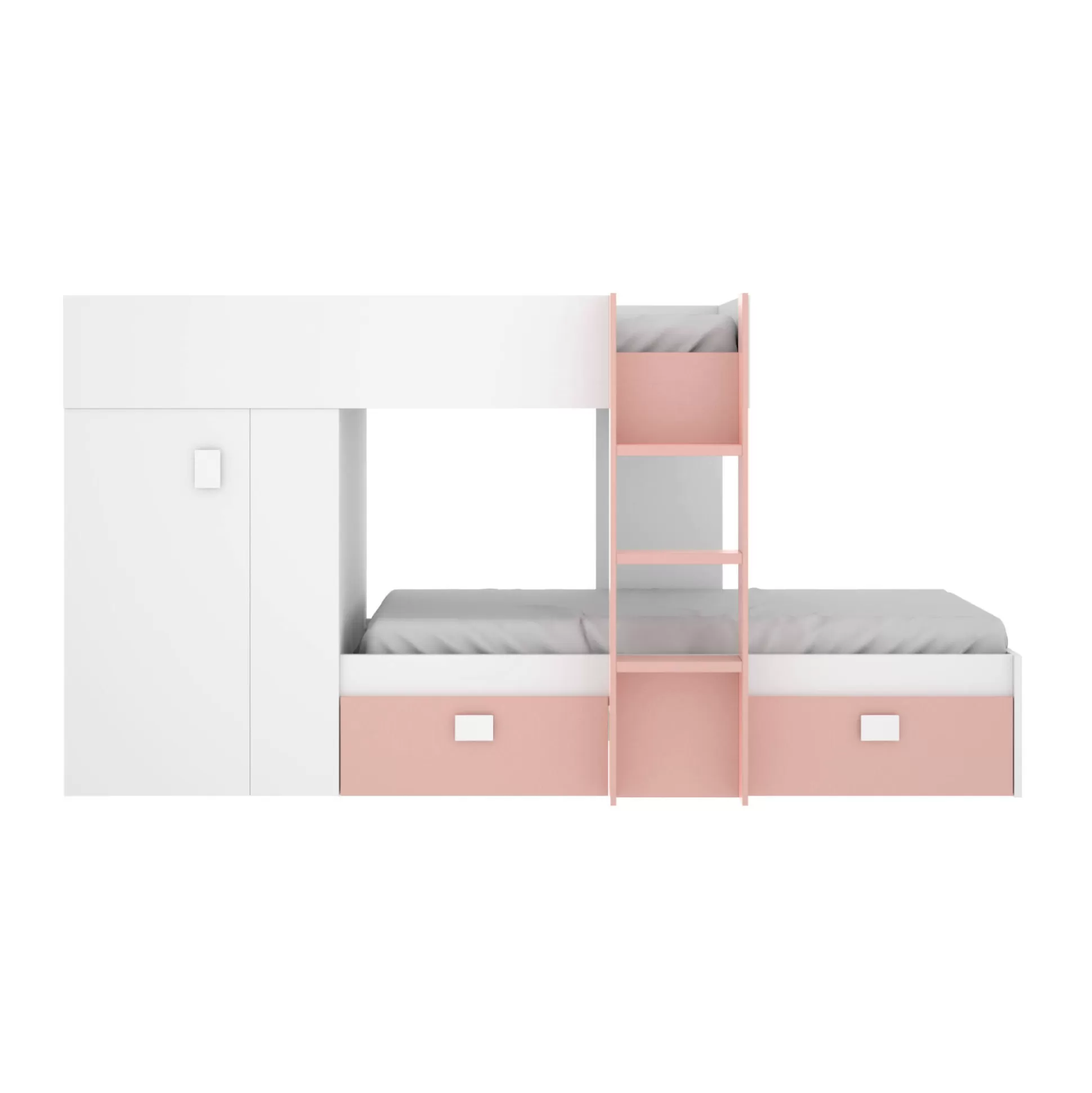 Dmora Composizioni Camera Da Letto<Composizione camera da letto Araba, 271x111h150 cm, Bianco e Rosa