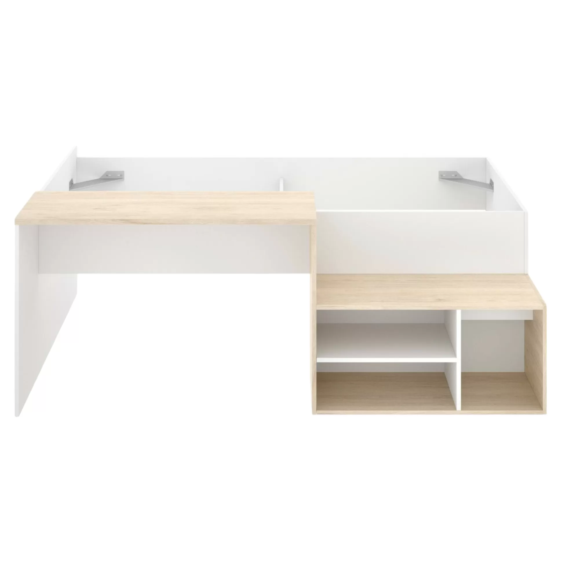 Dmora Composizioni Camera Da Letto<Composizione camera da letto Argh, 195x134h73 cm, Bianco e Rovere