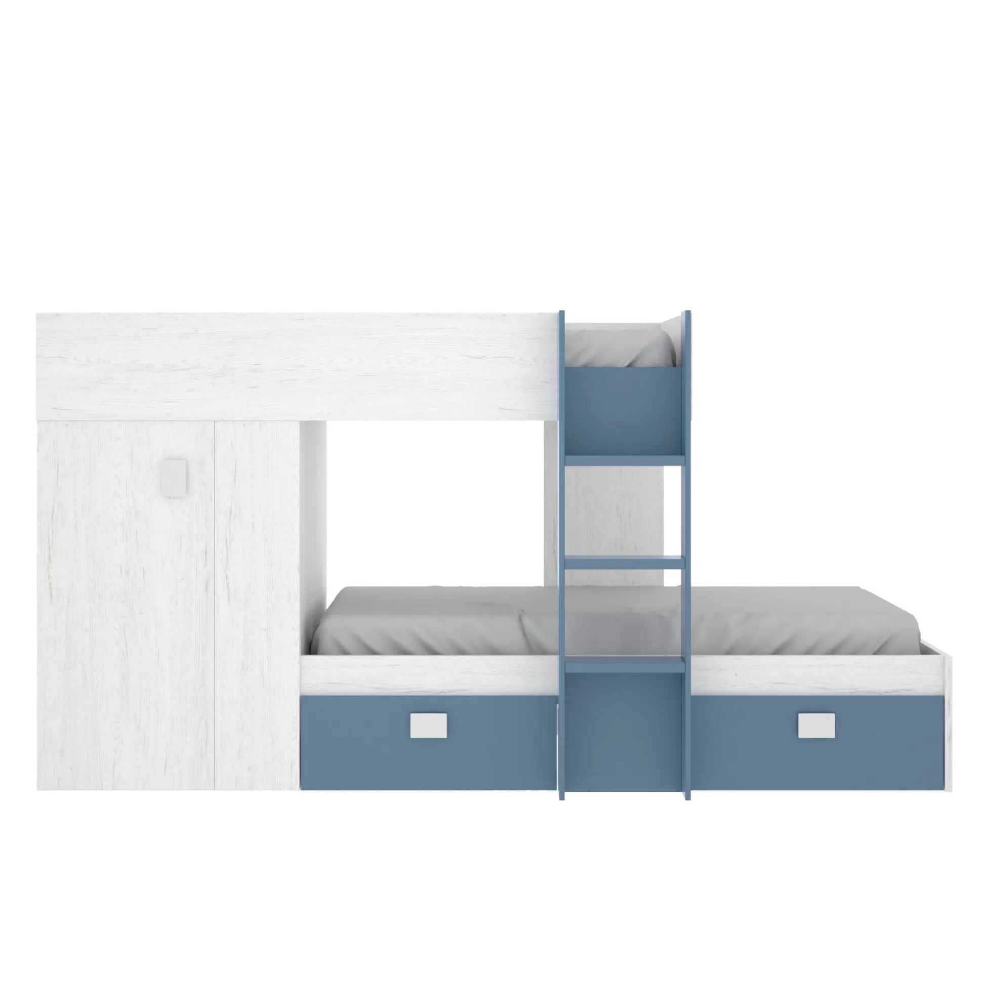 Dmora Composizioni Camera Da Letto<Composizione camera da letto Dbajram, 271x111h150 cm, Bianco e Blu