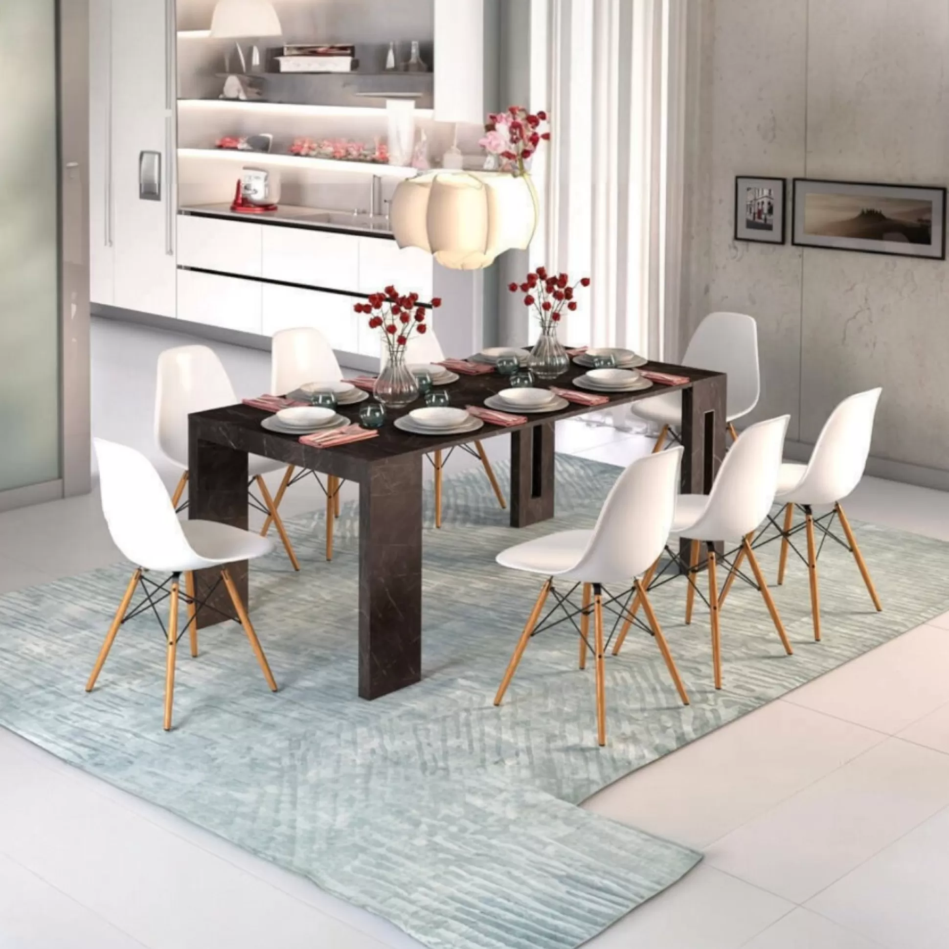 Dmora Consolle Allungabili<Consolle allungabile Akam, 186x80h76 cm, Marmo