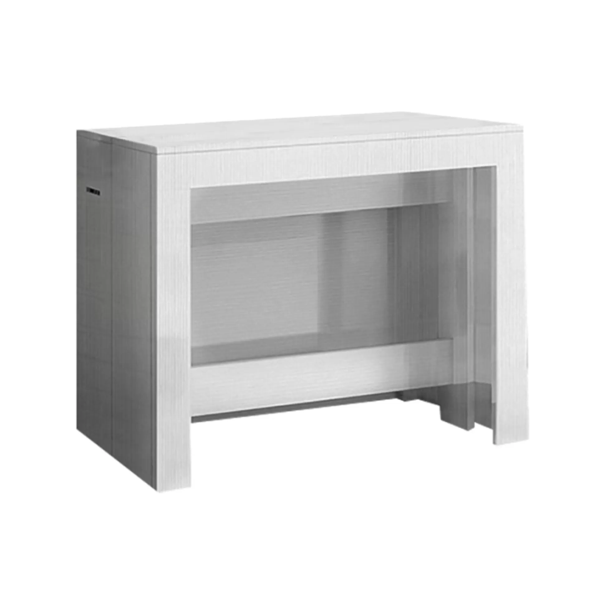 Dmora Consolle Allungabili<Consolle allungabile Anello, cm 51/300x90h77, Bianco lucido Larice