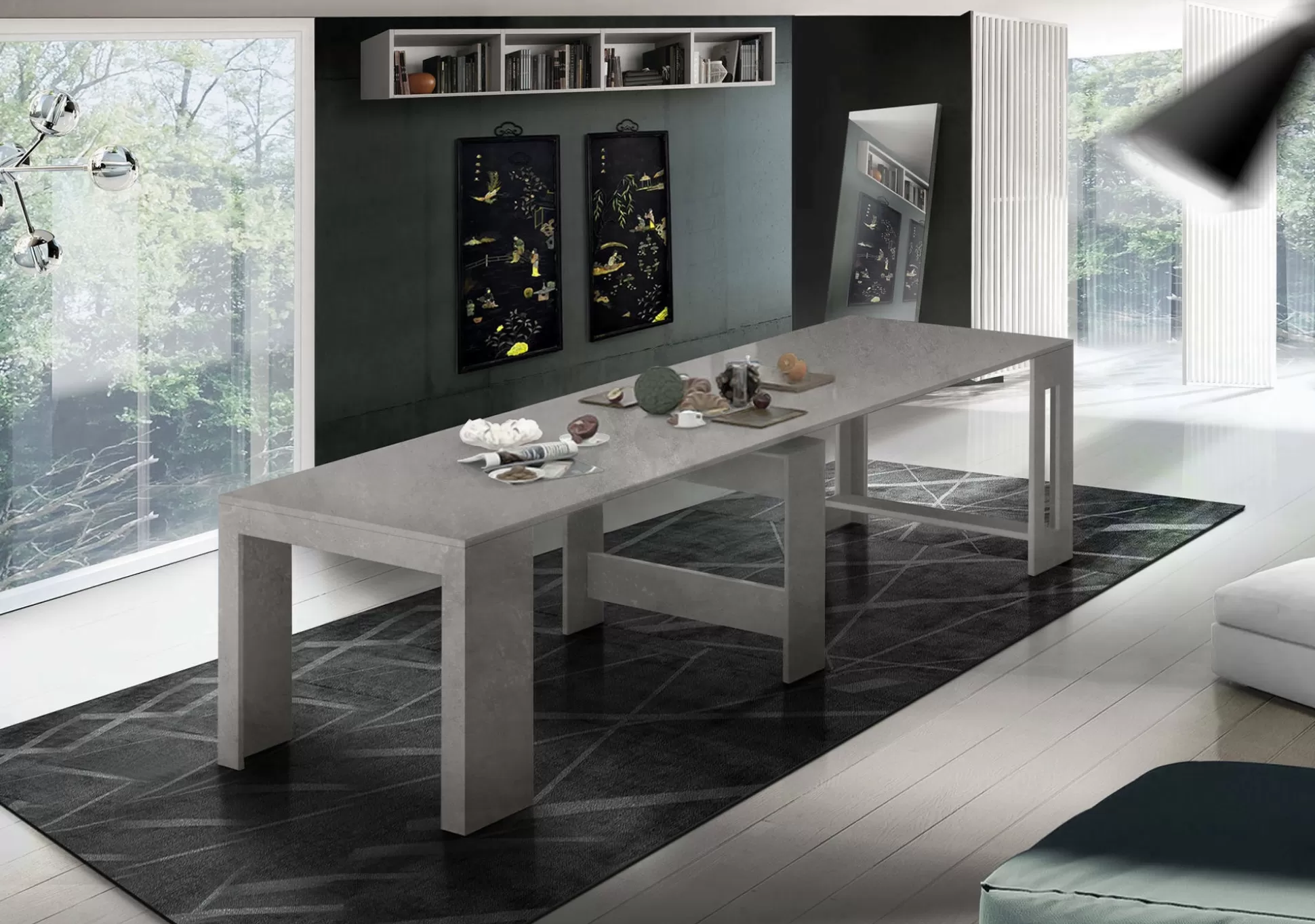 Dmora Consolle Allungabili<Consolle allungabile Anello, cm 51/300x90h77, Marmo