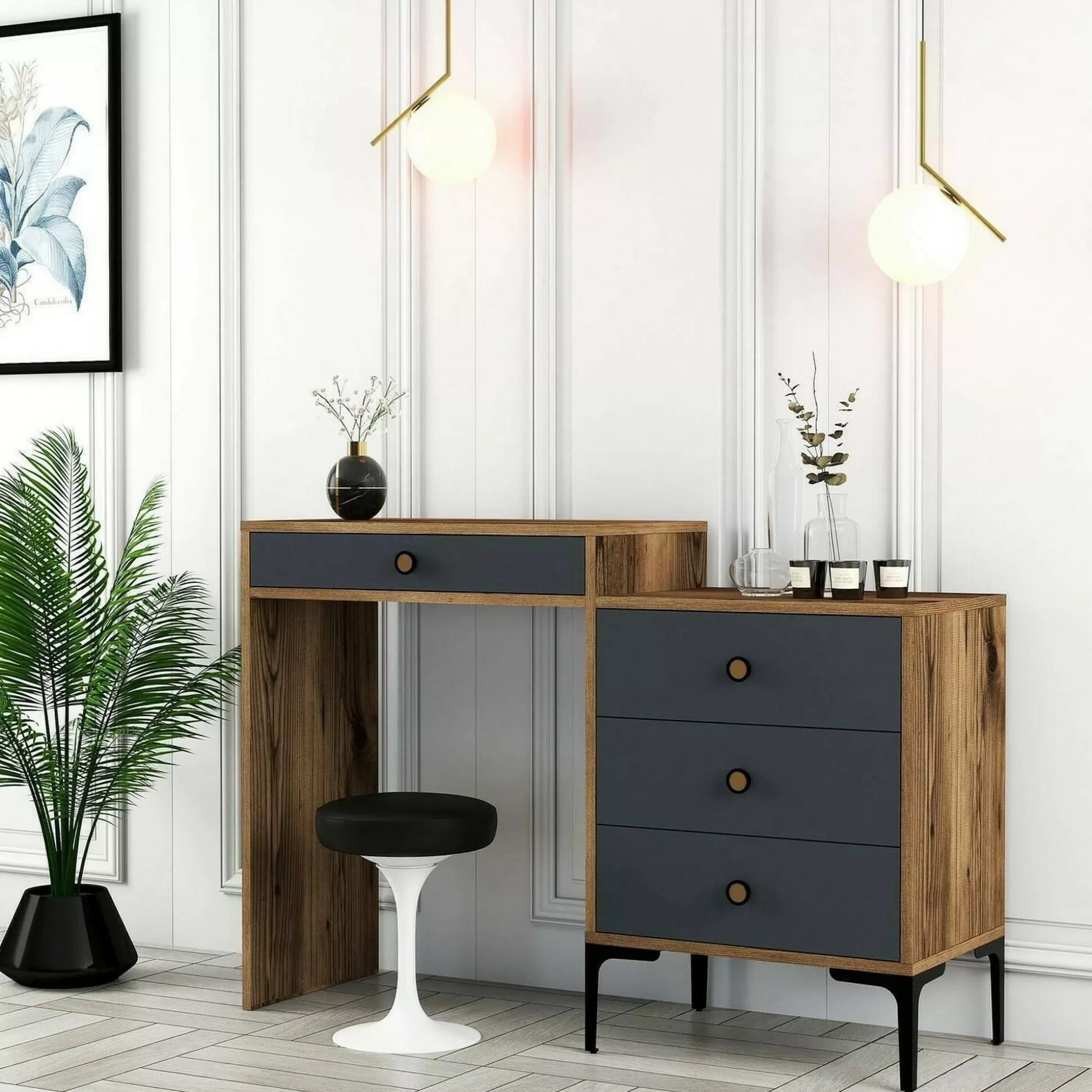 Dmora Consolle<Consolle Artegna, 124x40h85 cm, Noce e Antracite