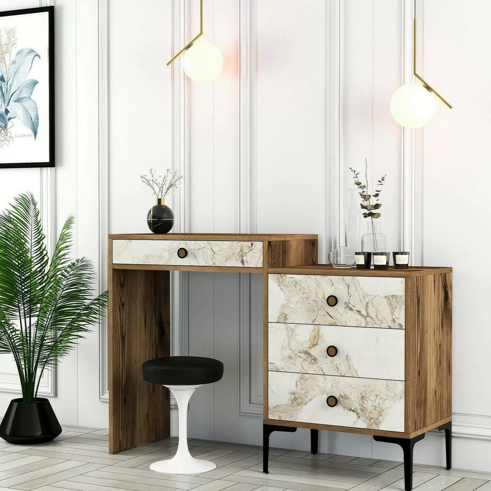 Dmora Consolle<Consolle Artegna, 124x40h85 cm, Noce e Bianco