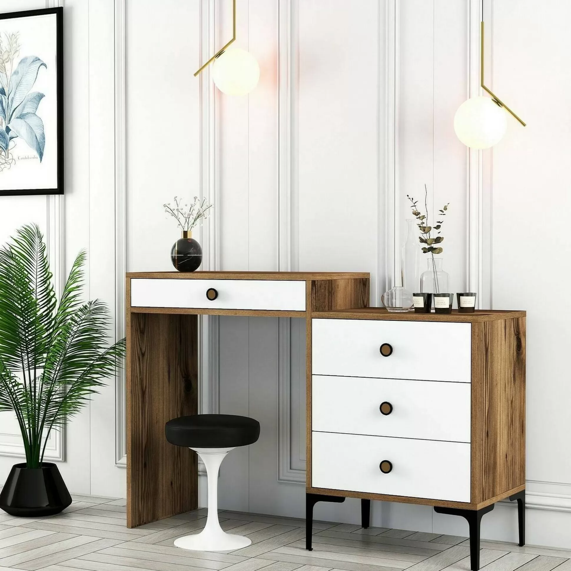 Dmora Consolle<Consolle Artegna, 124x40h85 cm, Noce e Bianco