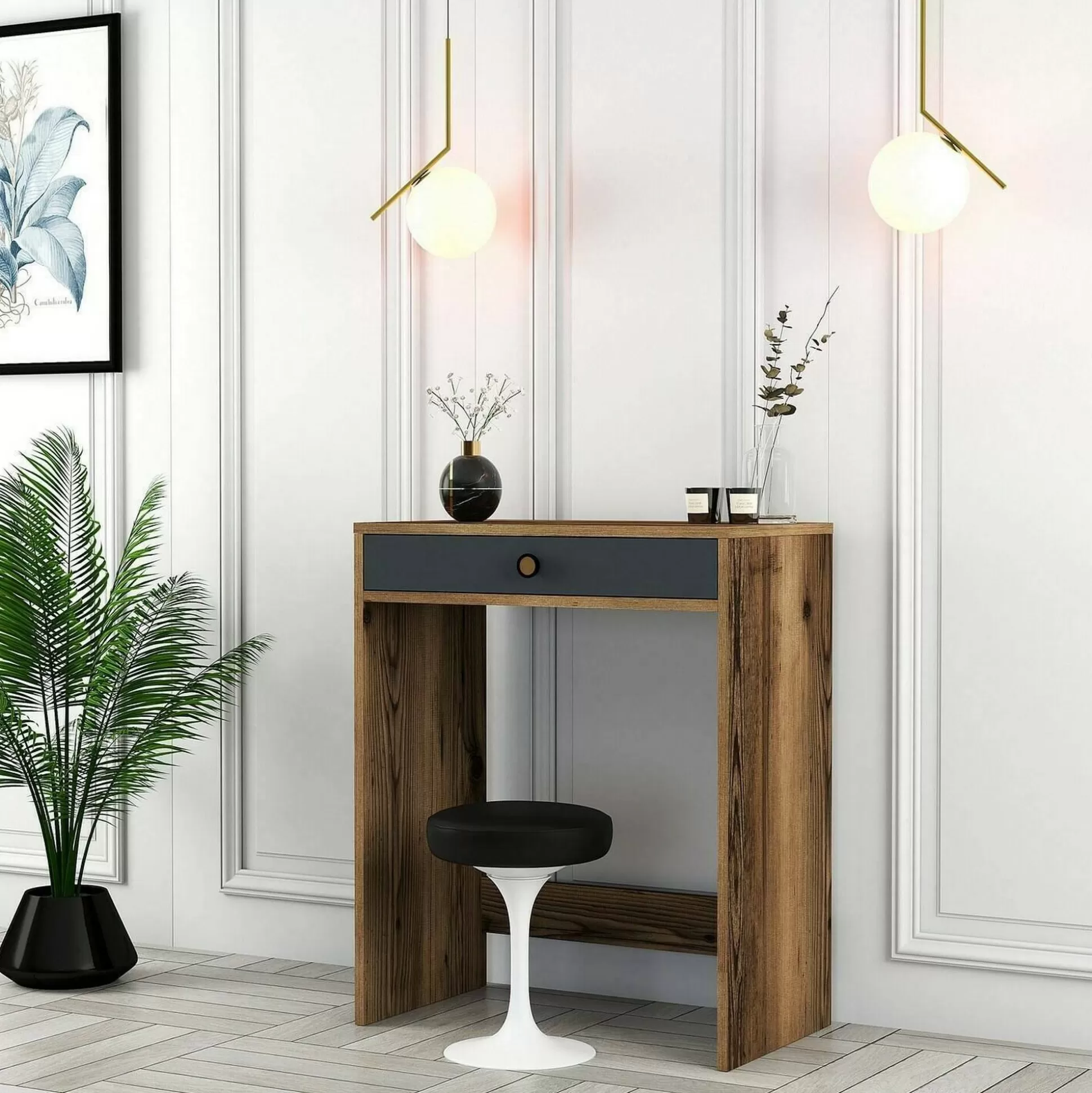 Dmora Consolle<Consolle Bedonia, 70x85h40 cm, Noce e Antracite