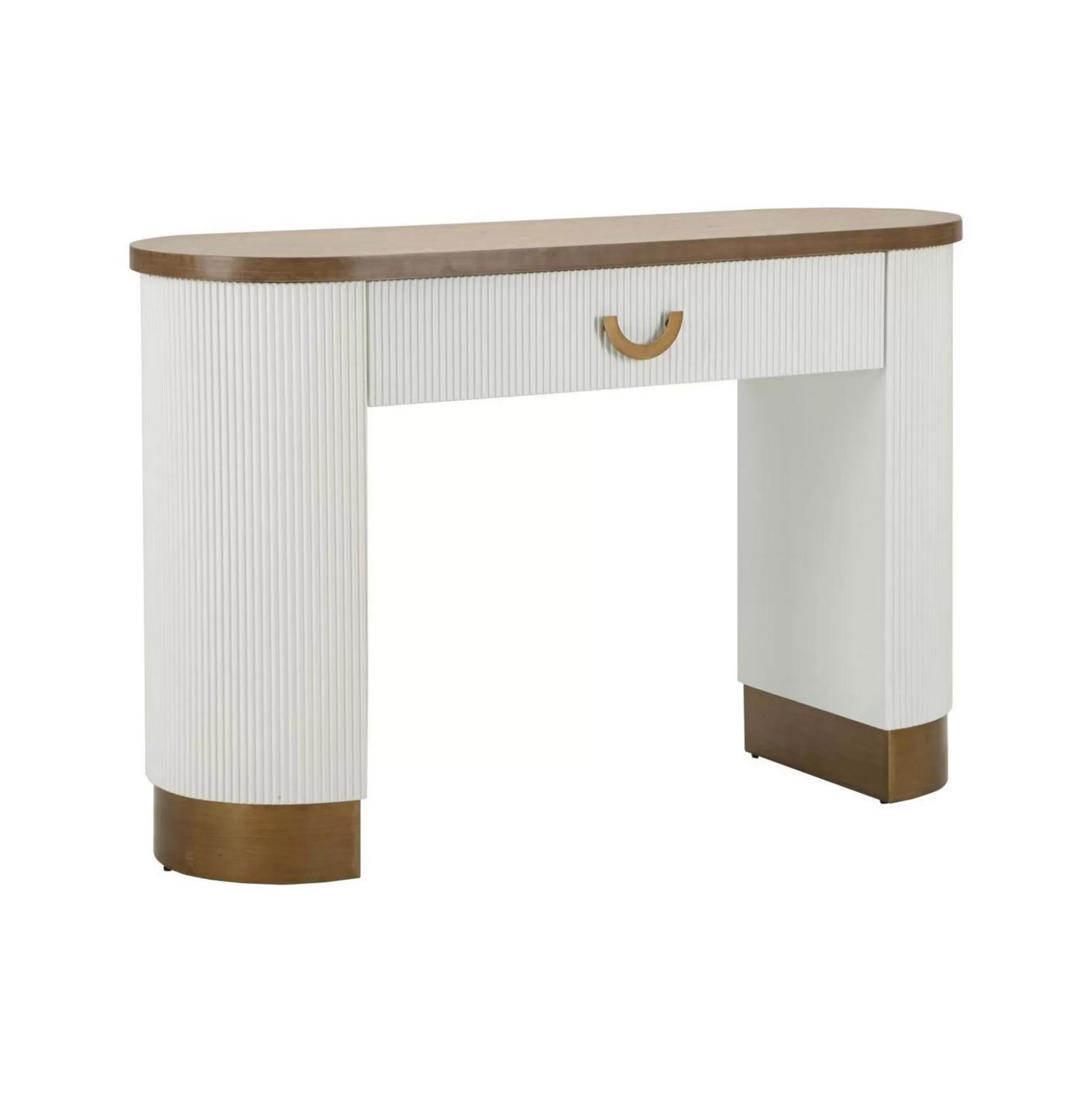 Dmora Consolle<Consolle Cadre, 121x40 h78 cm, Bianco e Marrone