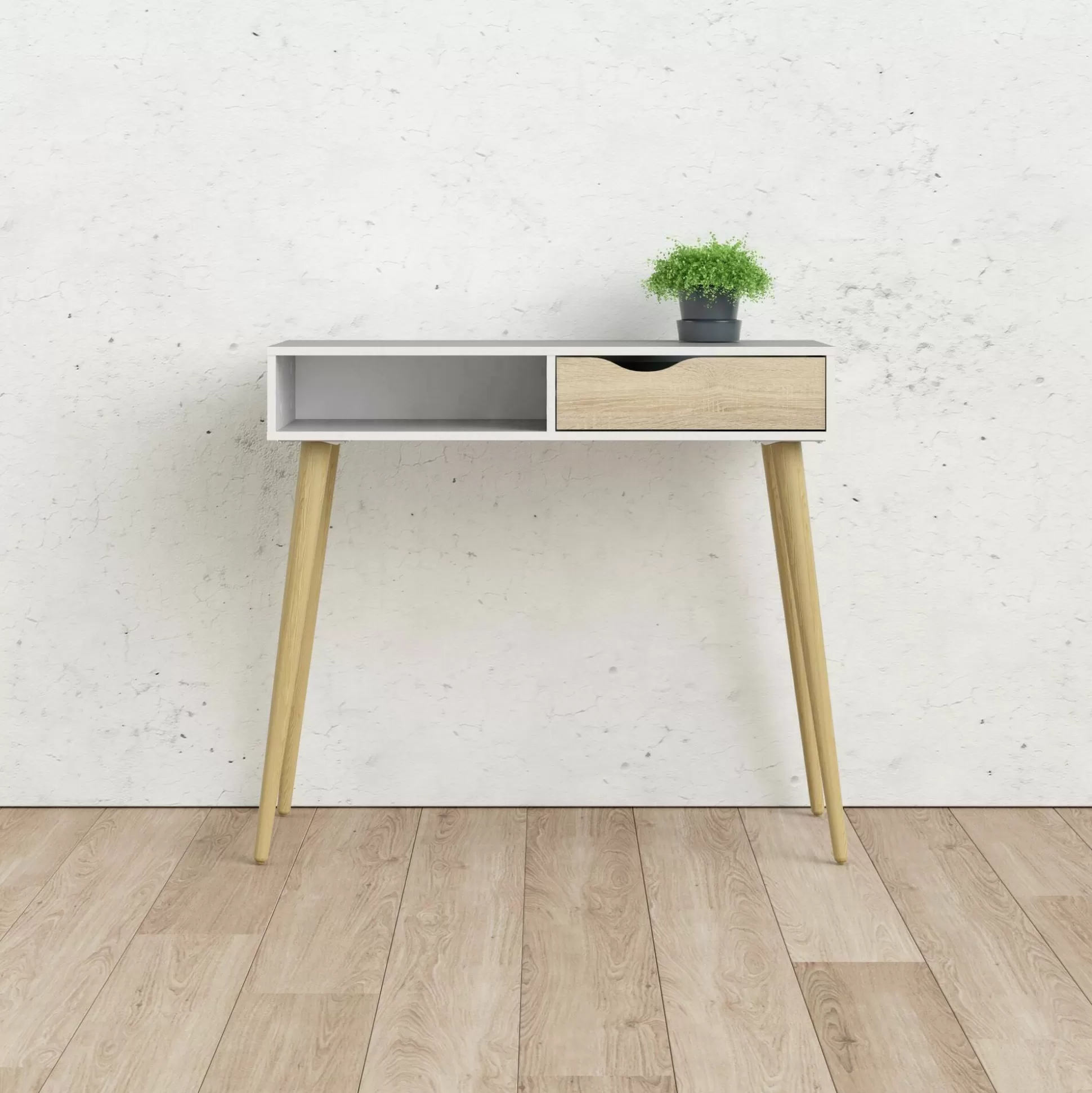 Dmora Consolle<Consolle Diaspo, 103x44 h90 cm, Bianco e Quercia