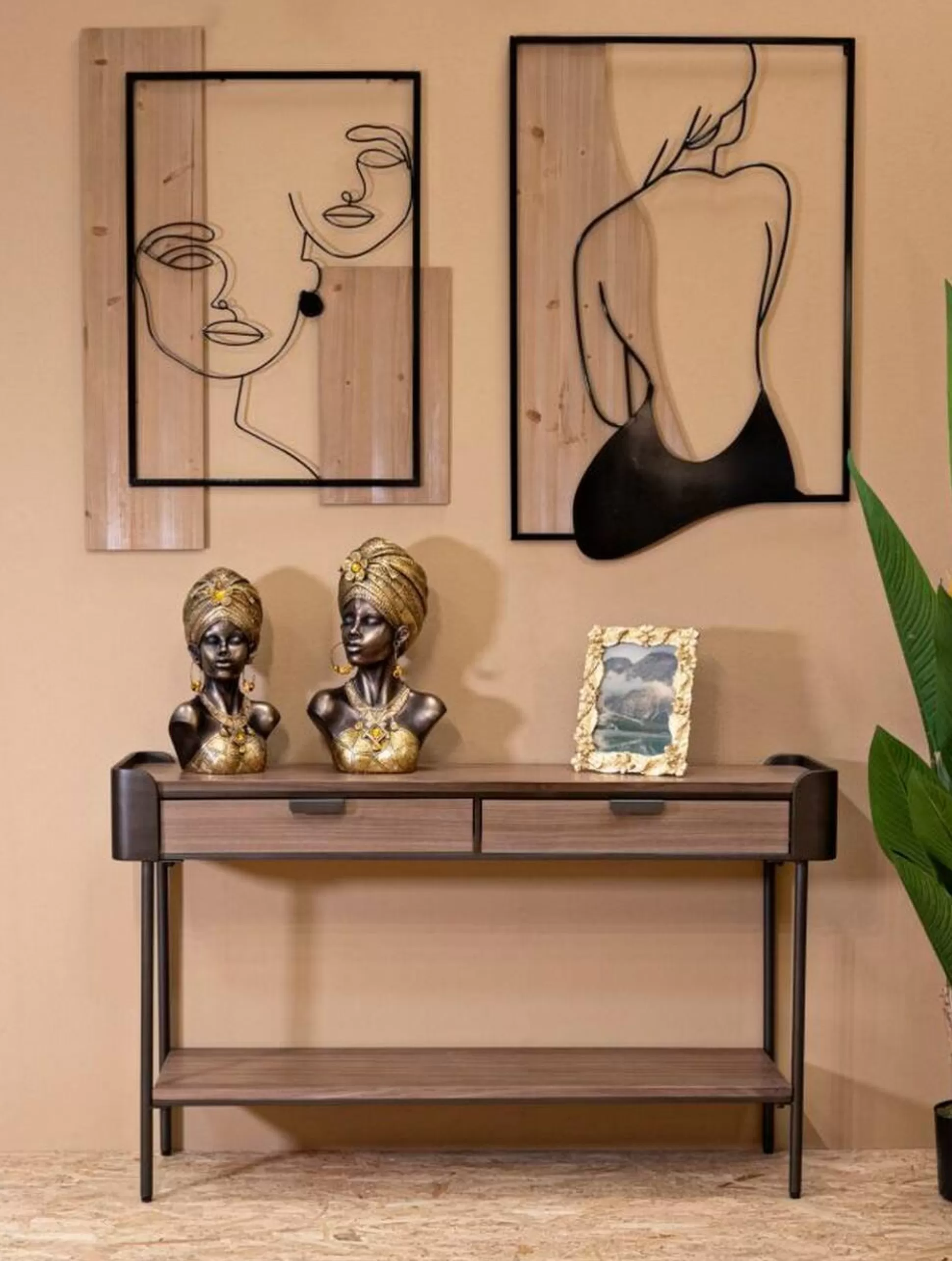 Dmora Consolle<Consolle Franz, Grigio e Marrone, 120x31 h72 cm