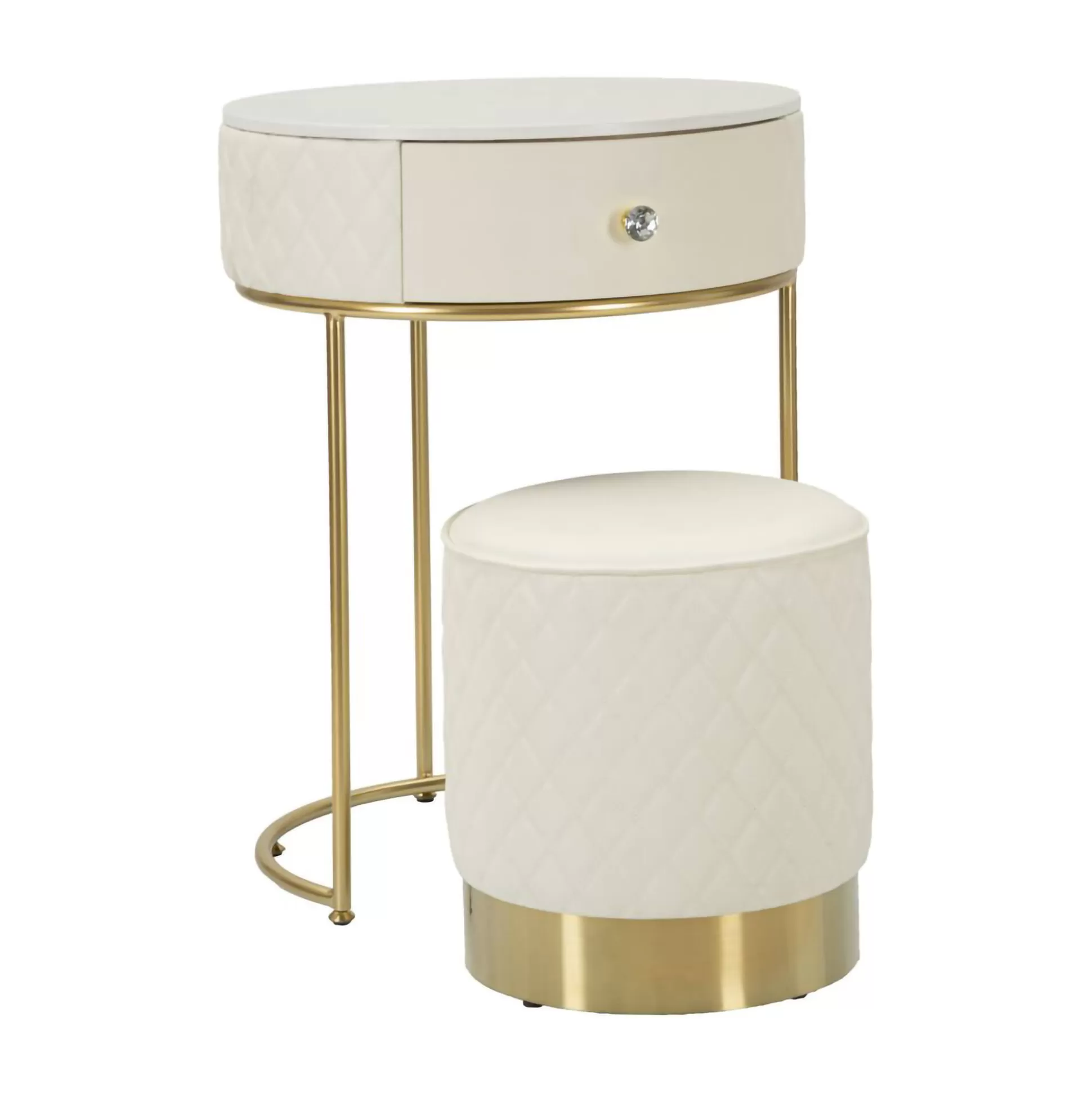 Dmora Consolle<Consolle Miscano, 52x52 h70 cm, Bianco e Oro