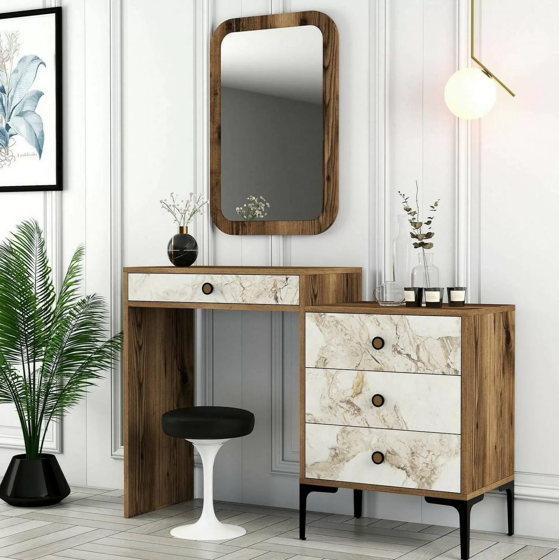 Dmora Consolle<Consolle Namtheun, 124x40h85 cm, Noce e Bianco
