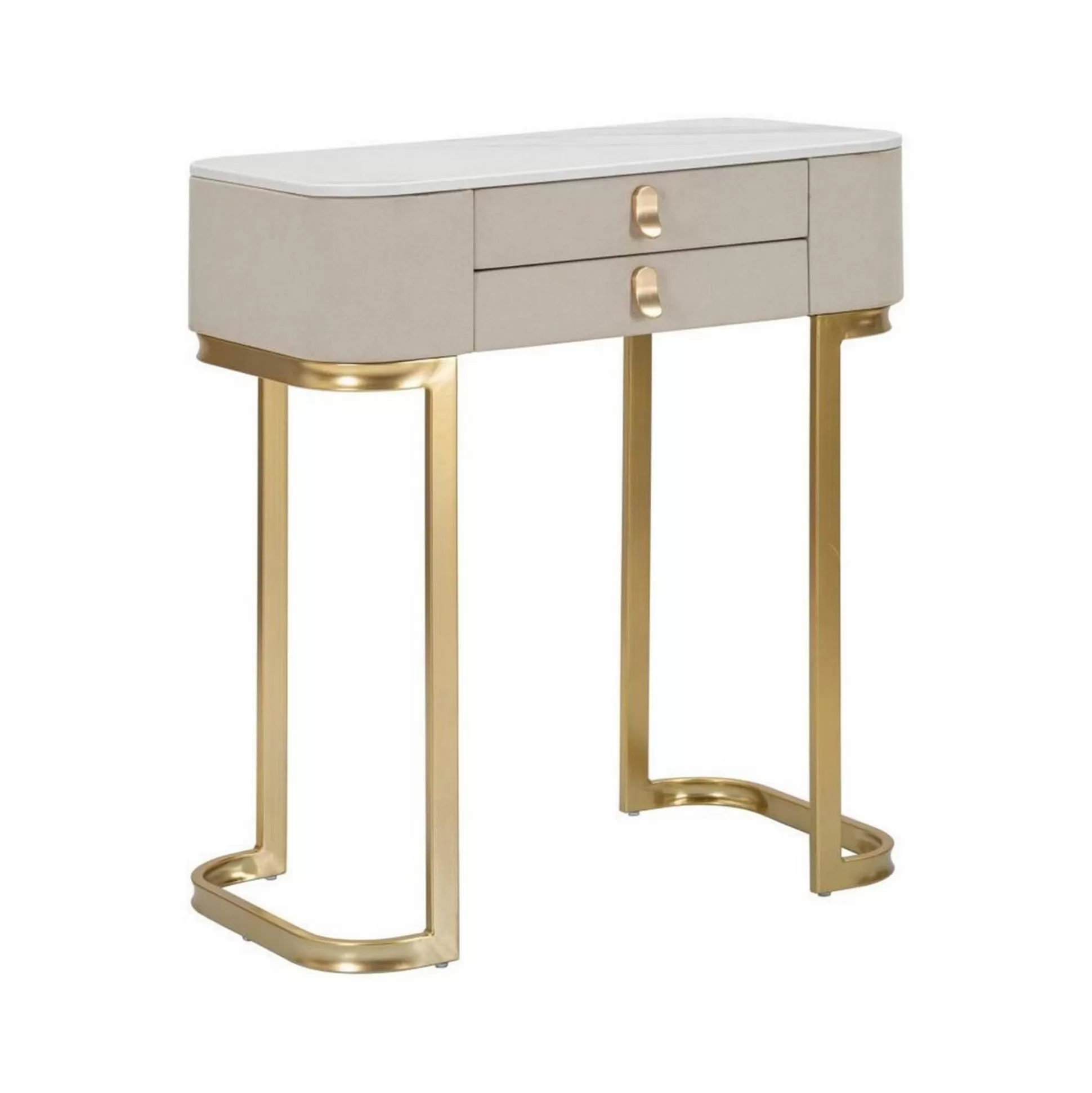 Dmora Consolle<Consolle Ronda, Crema e Oro, 70x40 h80 cm