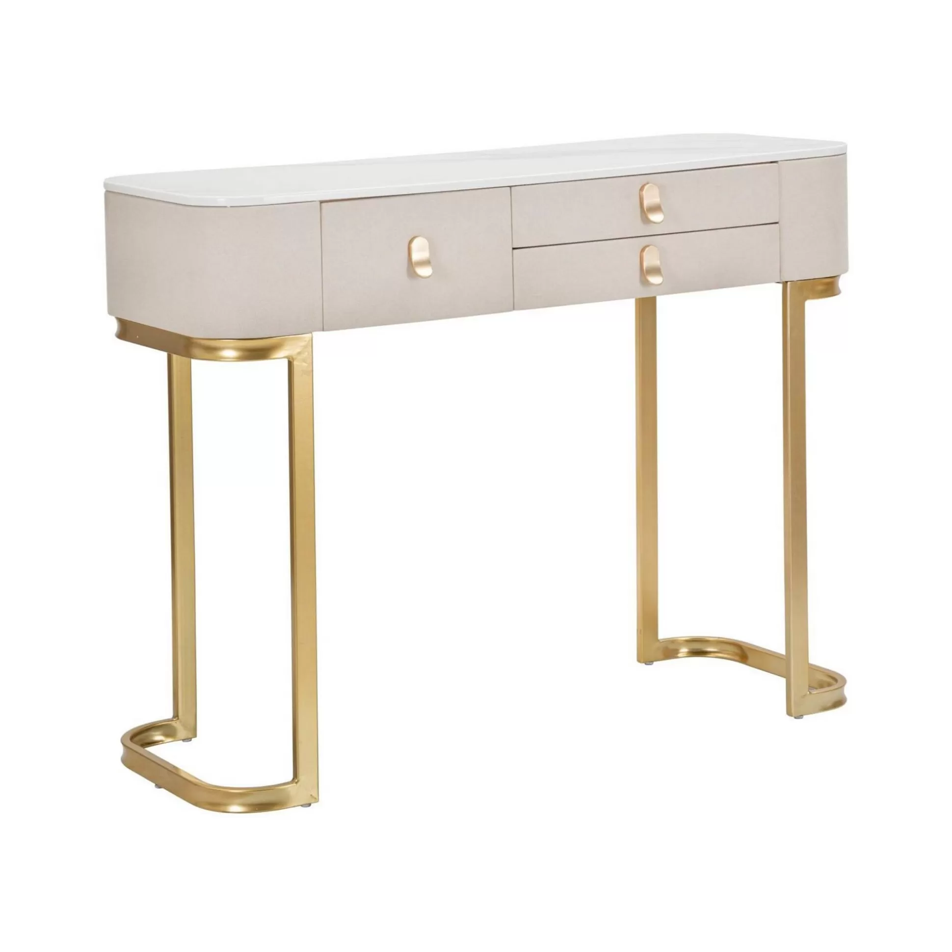 Dmora Consolle<Consolle Ronda, Crema e Oro, 100x40 h80 cm