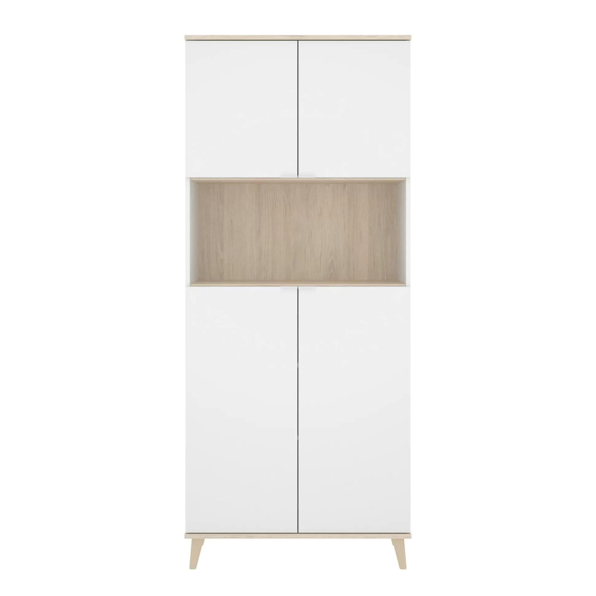 Dmora Credenze<Credenza Acura, 80x40h191 cm, Bianco e Rovere