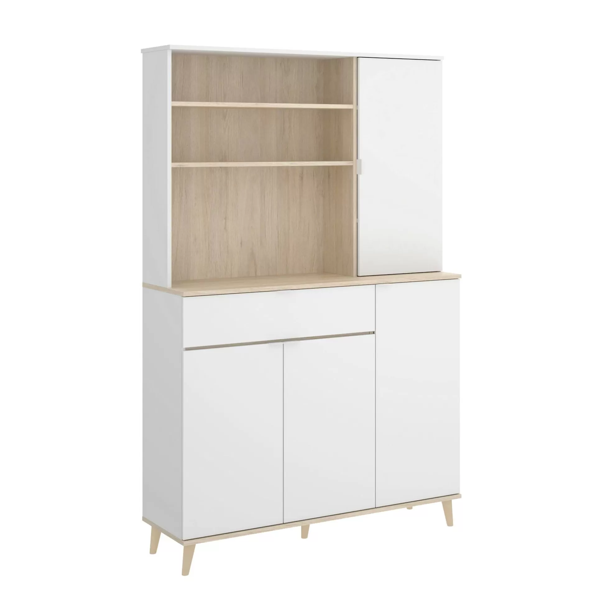 Dmora Credenze<Credenza Aeris, 120x40h191 cm, Bianco e Rovere